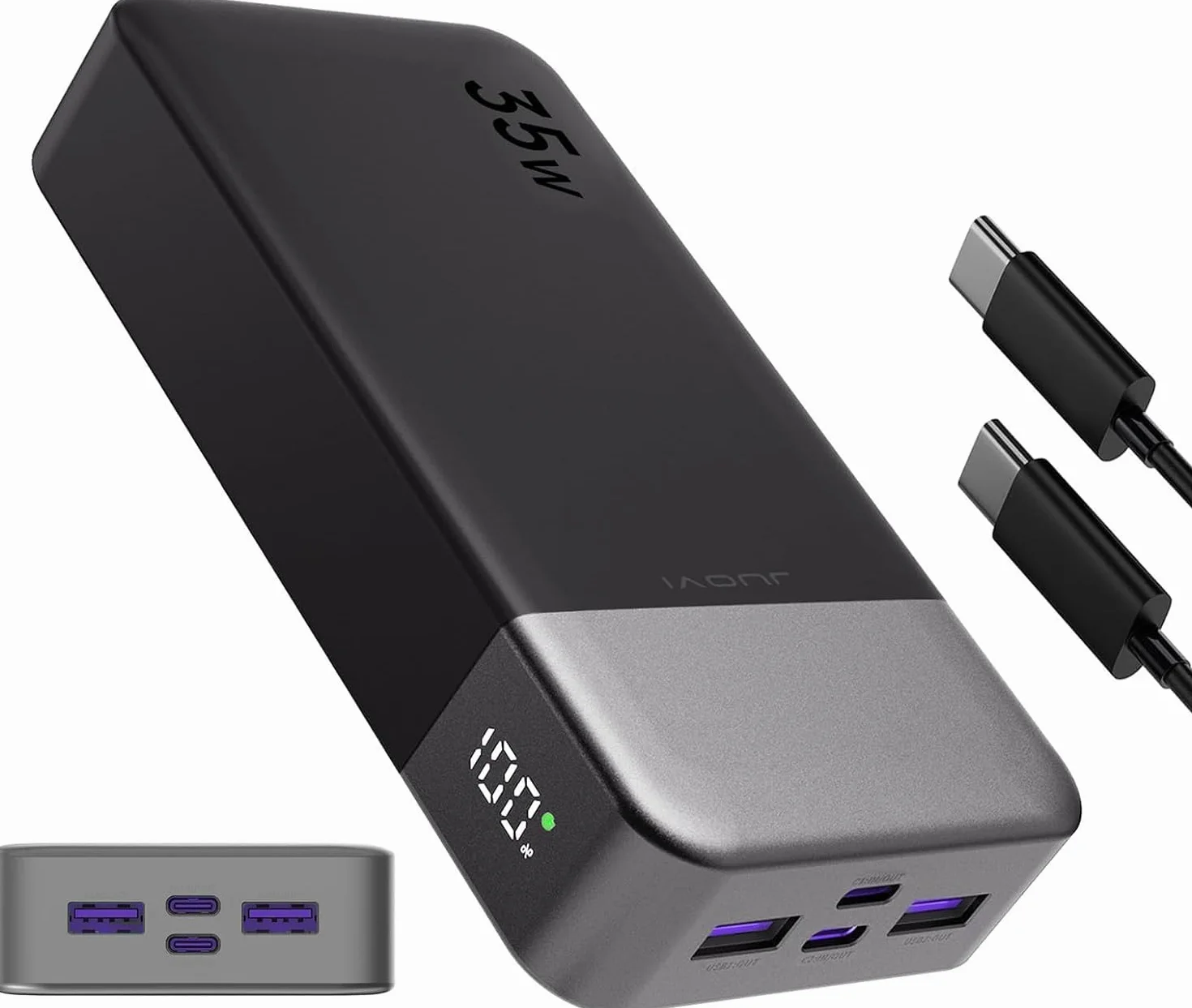 JUOVI 35W Portable Power Bank 20000mAh PD3.0 QC4.0 Carga Rápida Batería Externa con Pantalla LED