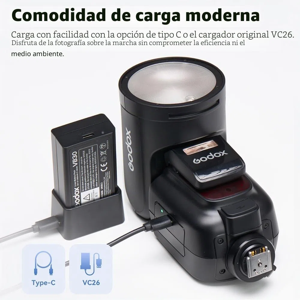 Godox V1Pro S Flash de cámara de cabeza redonda 2.4G X inalámbrico HSS 76Ws TTL Li-ion cámara de cabeza redonda Speedlight con flash externo SU-1 para Sony