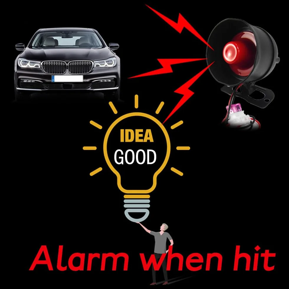 Shkalacar Alarma Universal para Coche 12V, Sistema de Alarma antirrobo para Coche, Sensibilidad de 7 Niveles con 2 Controles Remotos