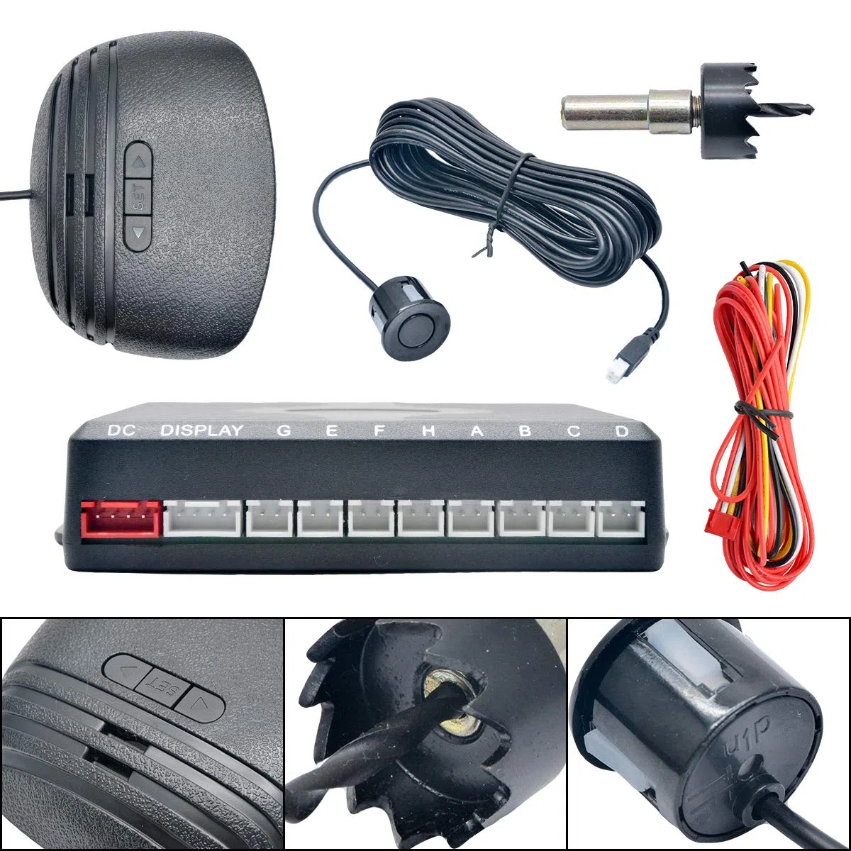 Sensor de aparcamiento para coche, KACEPAR Sistema de marcha atrás para vehículos, Kit de sensor de marcha atrás delantero y trasero, con pantalla LCD + sensores de aparcamiento