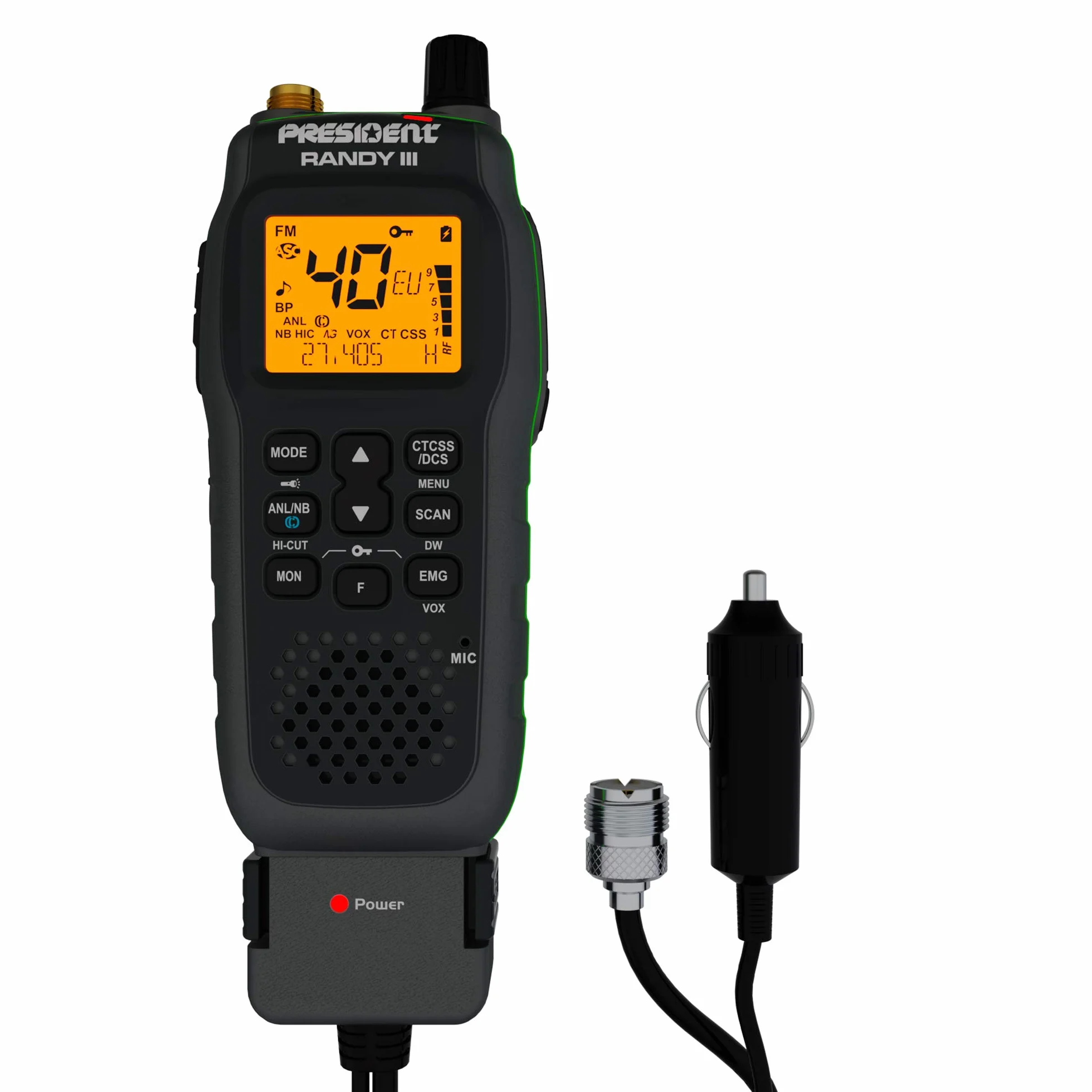 Président Randy-III Portatil Am/FM walkie CB 27 Bateria Litio 1800 mAh
