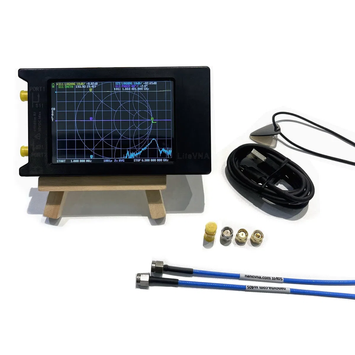 Nuevo LiteVNA-64 50KHz-6.3GHz LiteVNA 4Inch Pantalla táctil Vector Analizador de red UHF Analizador de antena de NanoVNA