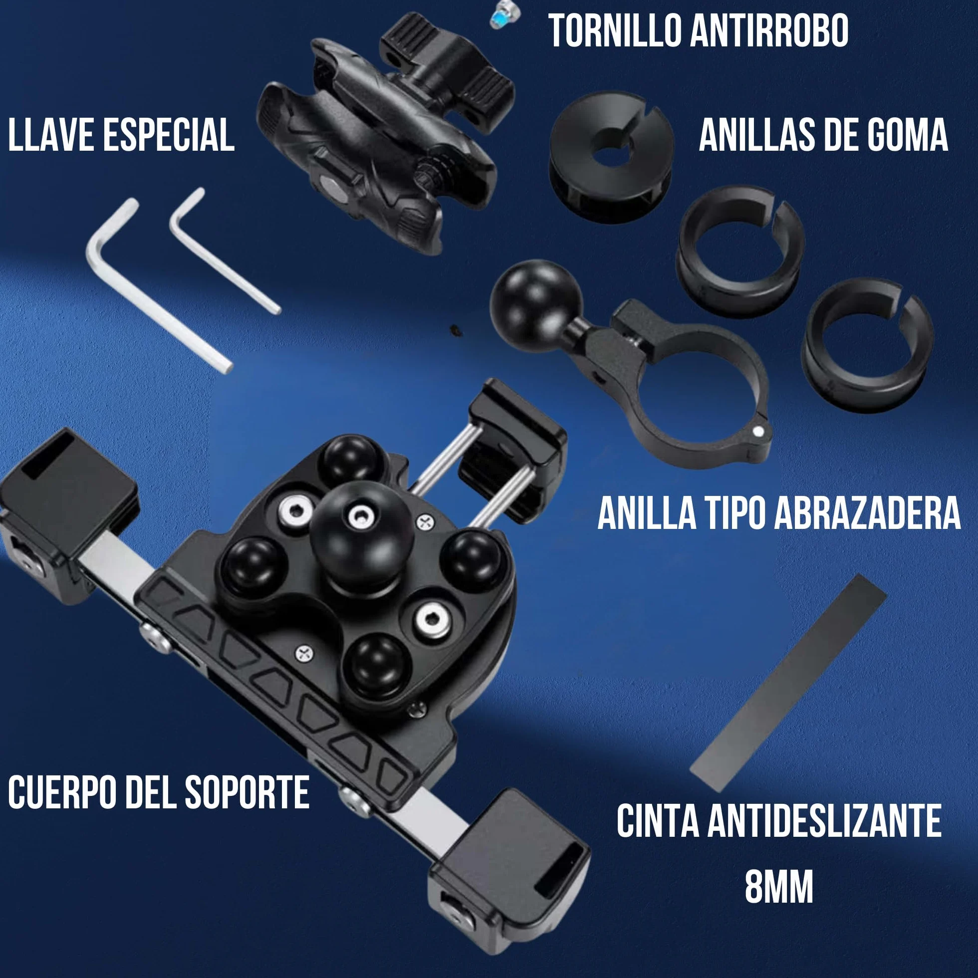 Radg Soporte Móvil Moto, Rotación 360º | Tornillo Antirrobo, Antivibracion