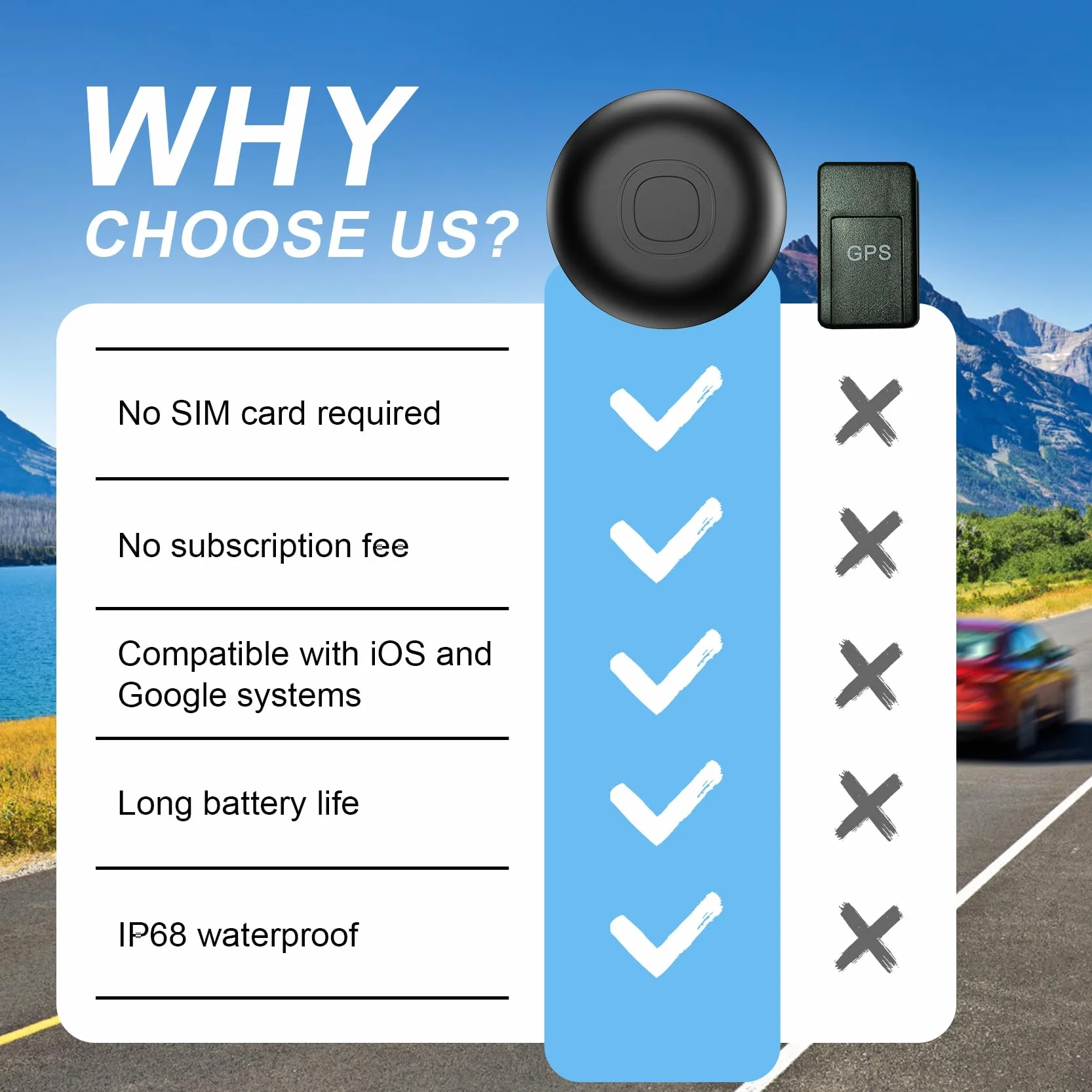 Localizador GPS para Coche sin Suscripción, Bluetooth Compatible con iOS y Android, Funda Protectora con Llavero y Silicona Magnética