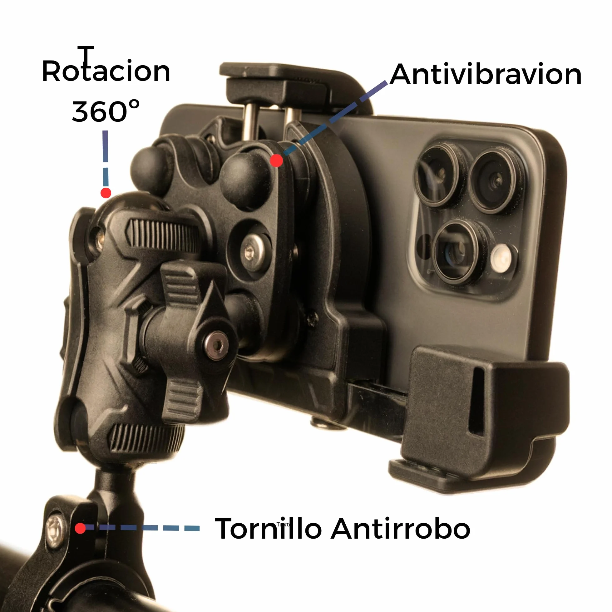 Radg Soporte Móvil Moto, Rotación 360º | Tornillo Antirrobo, Antivibracion