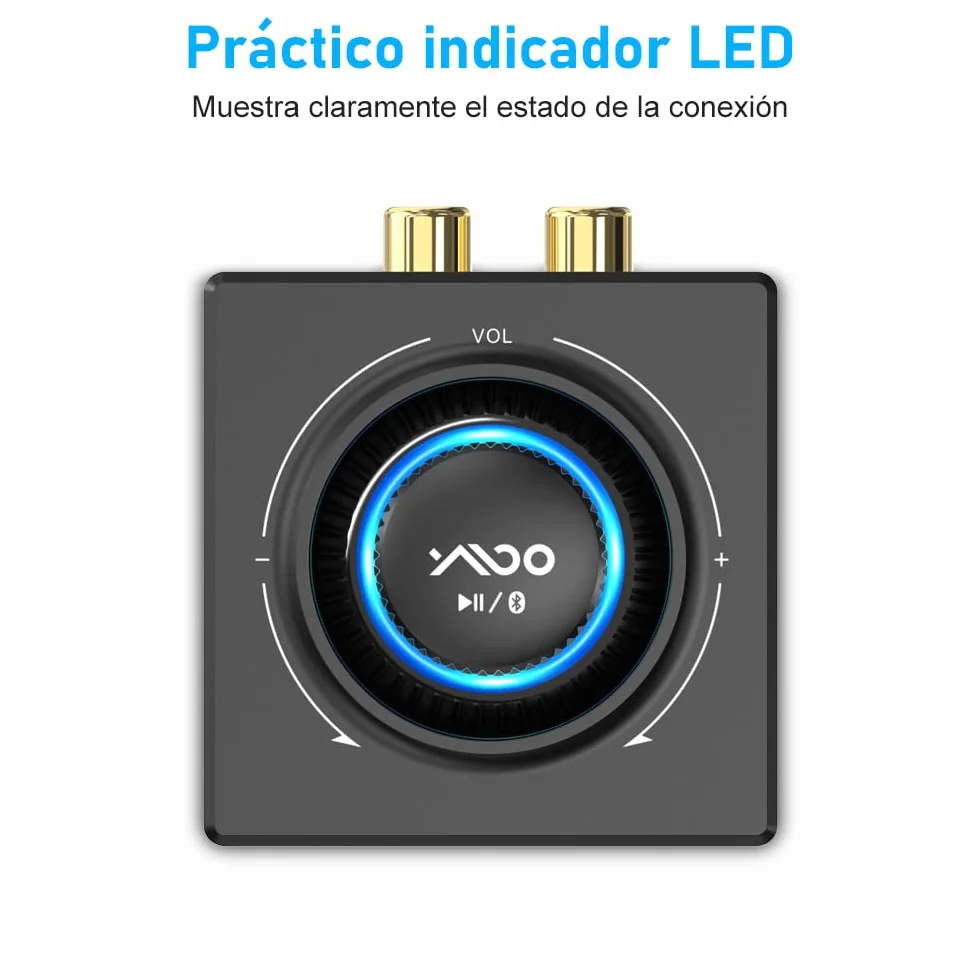 YMOO Receptor Bluetooth 5.3 HiFi Audio con RCA y 3,5mm Jack, Adaptador Bluetooth para Equipo de Música/Amplificador/Altavoz, 30M AUX Receiver Adapter Inalámbrico, Conexión Dual para Dos Altavoces