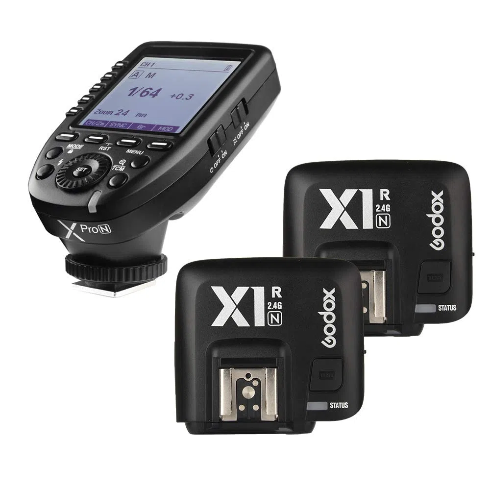 Godox Xpro-N Transmisor de Disparo con 2 Receptores de Flash X1R-N Wireless X System 32 Canales 16 Grupos Soporta TTL Auto Flash 1/8000s HSS Godox Xpro Inalámbrico Flash Disparo