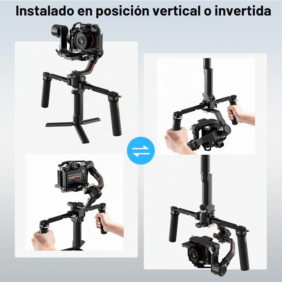 SIRUI Dual Handgrip Empuñadura Grip Doble para dji RS 4/RS 4Pro/RS 3/RS 3 Pro/RS 2/RSC 2/Ronin-S/Ronin-SC, Mango de Cardán con NATO Rail - Am-DSH