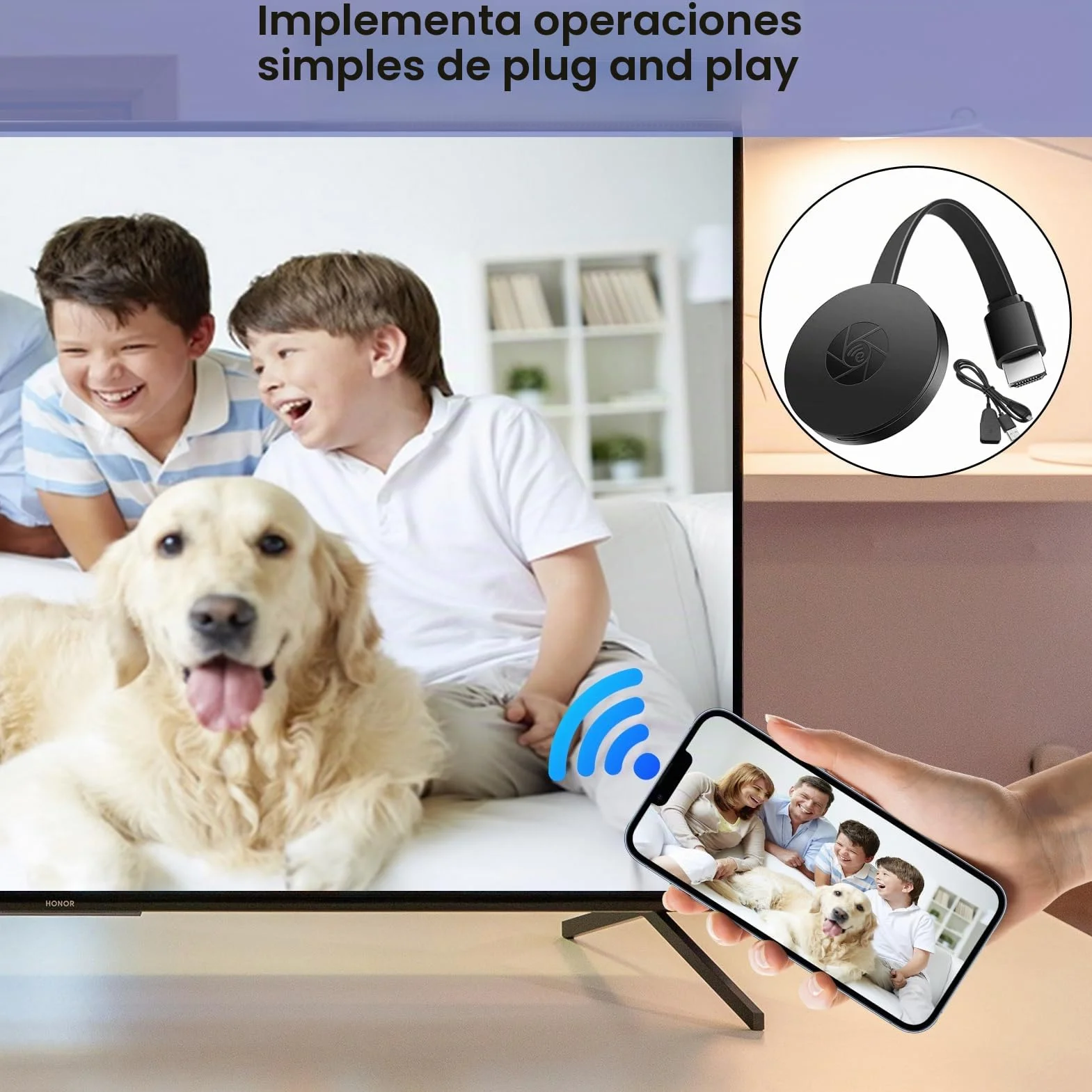 Google Chromecast, dongle HDMI inalámbrico 1080P, Miracast, compatible con DLNA AirPlay AirMirror