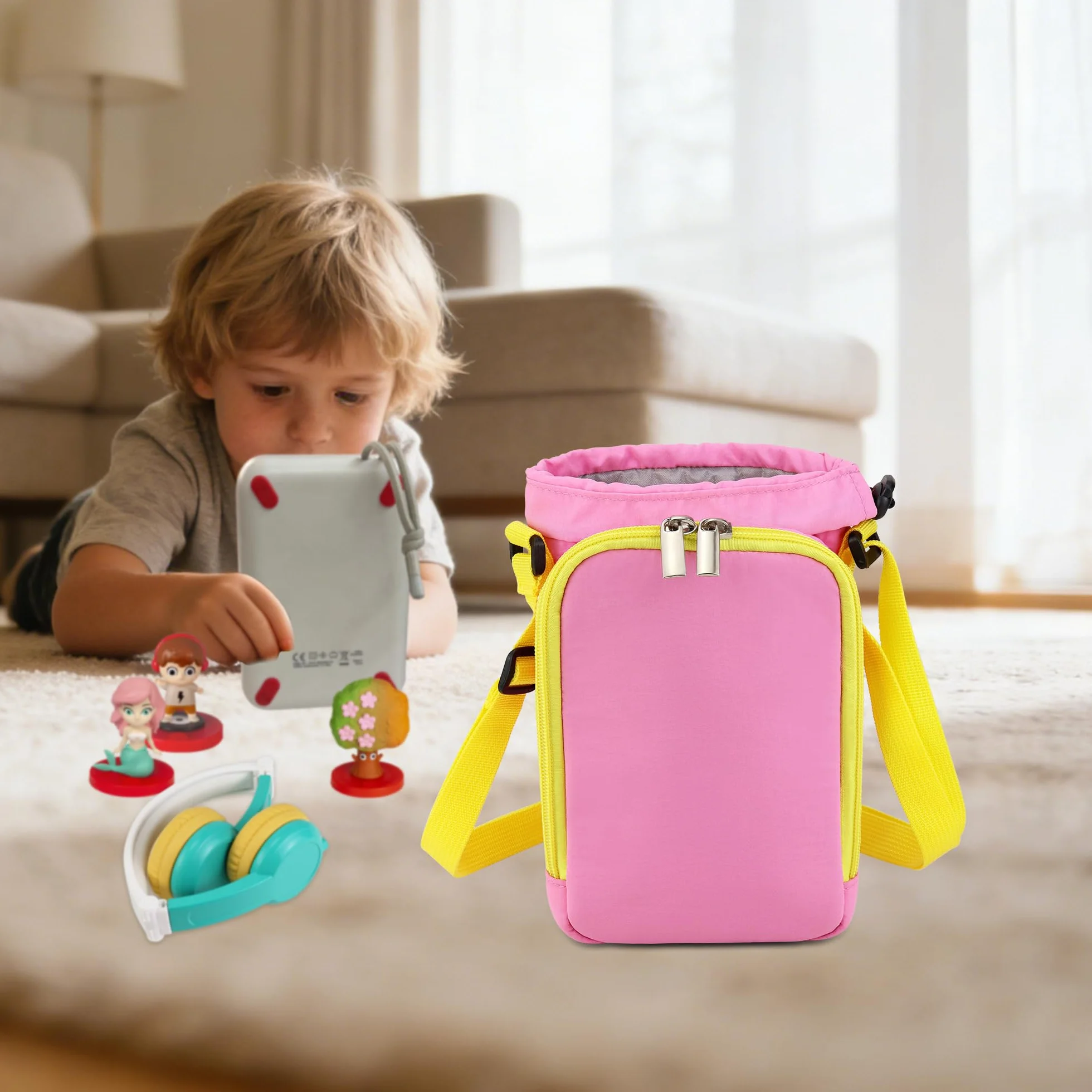 Bolsa de Transporte Compatible con FABA+ Cuentacuentos, con Compartimento para Personajes Sonoros y Auriculares (Rosa)