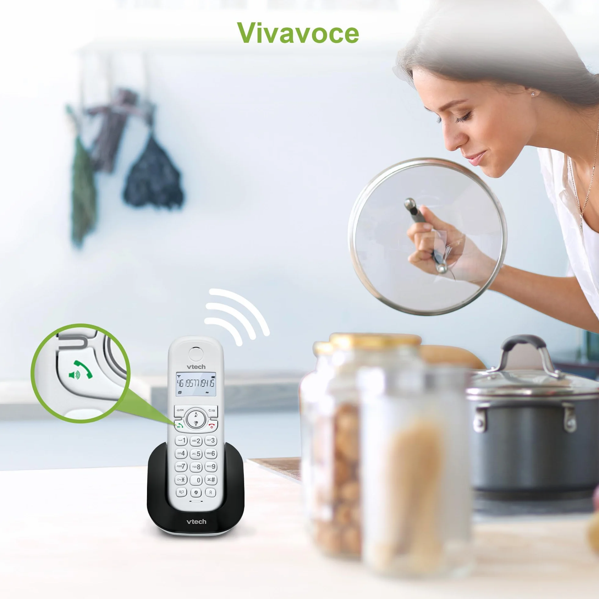 VTech CS1501 Teléfono inalámbrico Casa Duo, Teléfono Fijo DECT con Manos Libres y Bloqueo de Llamadas, Doble Carga, identificador de Llamada, LCD Pantalla retroiluminada y Teclado, Modo Eco, Blanco