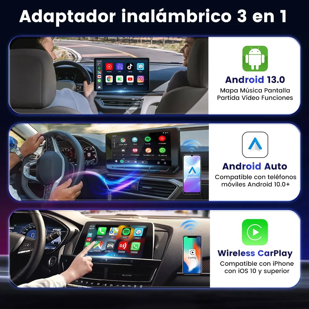 CarlinKit Android 13.0 AIBox Adaptador - Wireless CarPlay&Android Auto, Sistema autónomo Android 13.0 4GB+64GB, Soporte GPS/Tarjeta SIM, para Coches con Cable CarPlay&Android Auto