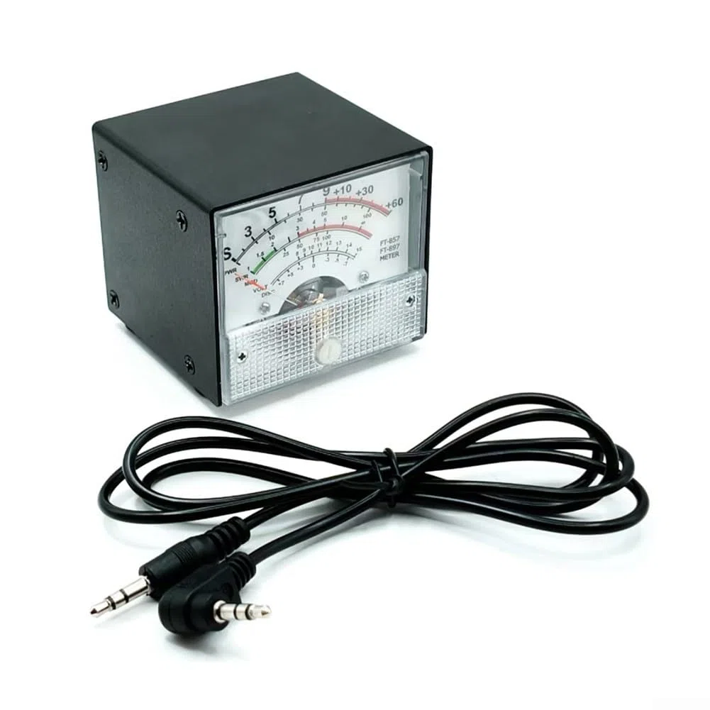Mini FT857F897 - Medidor de onda estacionaria externo para FT-857D y FT-897D, VSWR SWR SWR medidor de potencia con cable de 100 cm, medidor S para pantalla de disco SIG PWR MOD, carcasa de hierro con