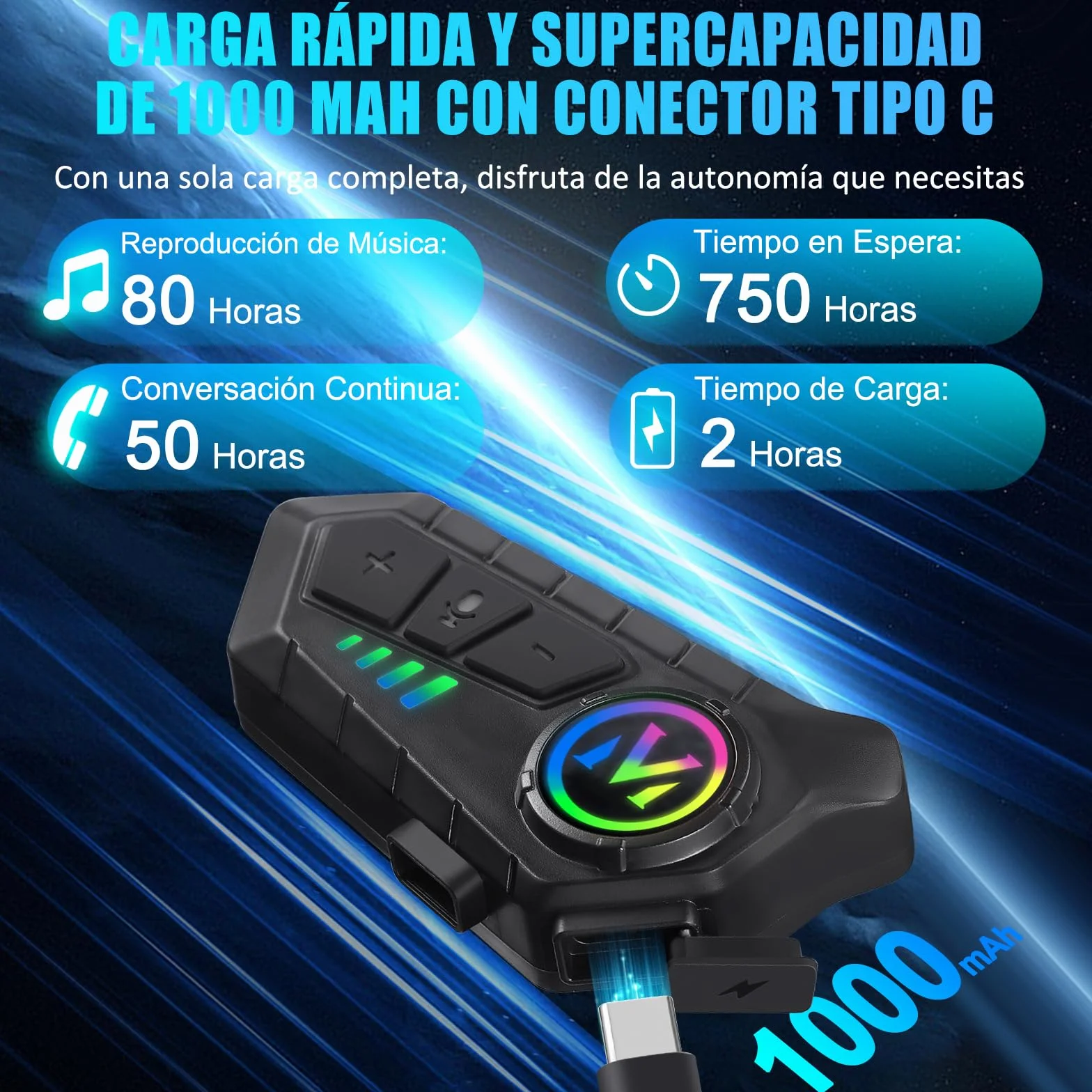 Auriculares Moto Casco FEYA Y60 Manos Libres HiFi Estéreo IPX6 Cancelación de Ruido