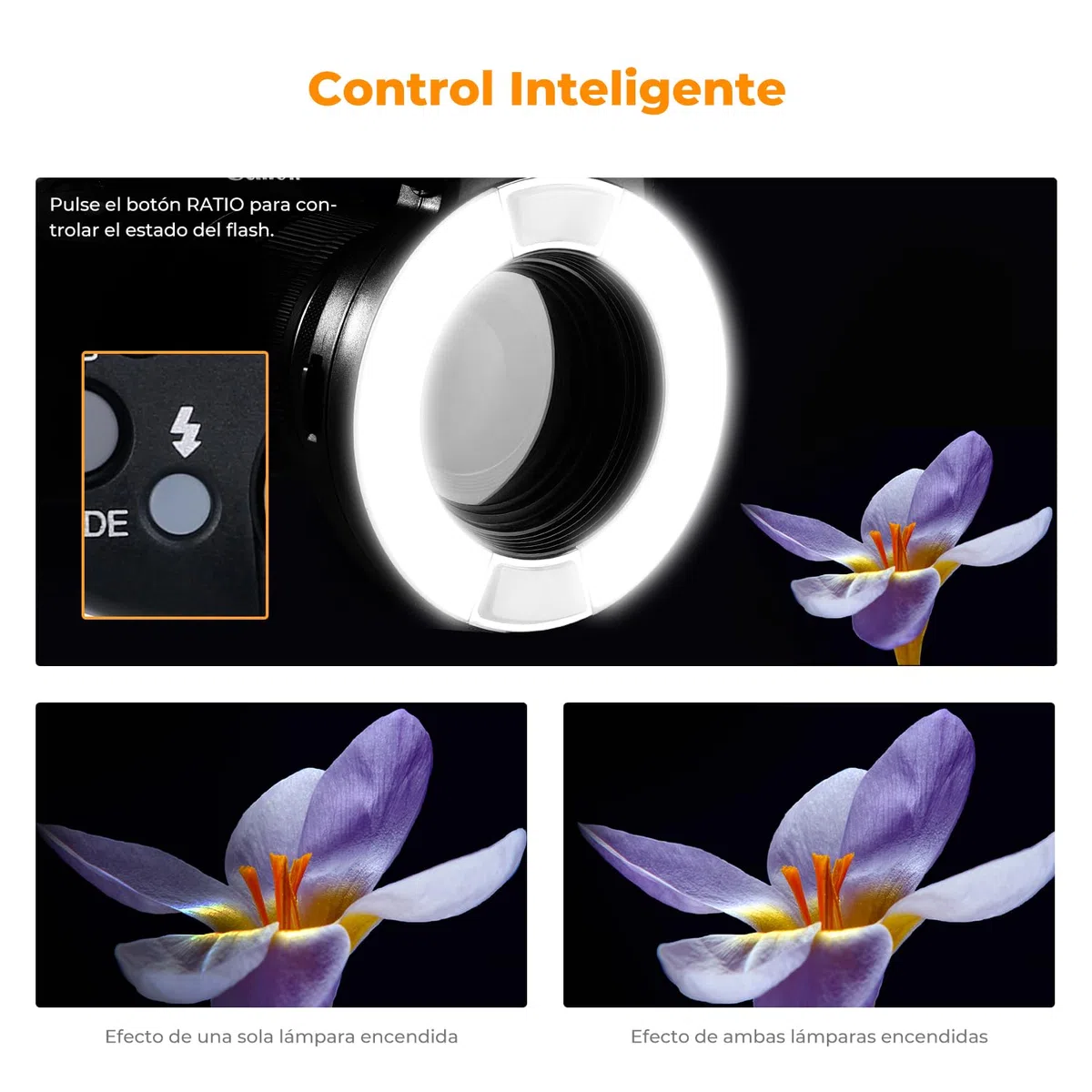 K&F CONCEPT TTL Macro Ring Flash Flash Kit, Compatible con Nikon DSLR GN 14 con Anillo Adaptador de Luz Auxiliar AF