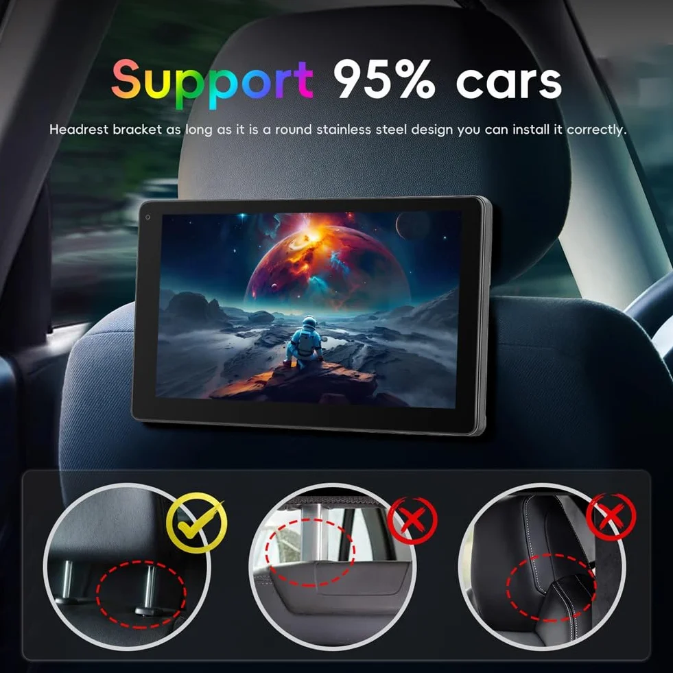 Monitor multifuncional para reposacabezas de coche de 9 pulgadas para asiento trasero, reproductor de video con pantalla táctil IPS con Carplay Android Auto