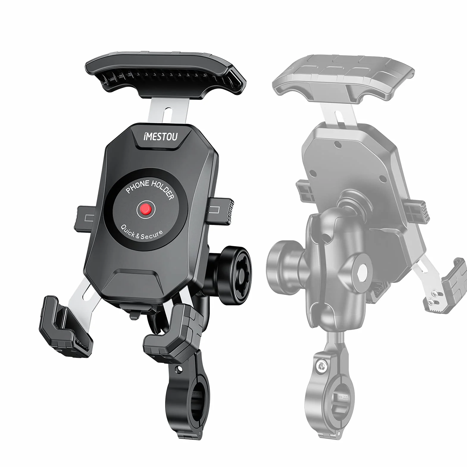 iMESTOU Soporte Antirrobo para Teléfono de Moto, Base Esférica de Aluminio 1 Pulgada, Rotación 360°, Universal 4.0"-7.0"