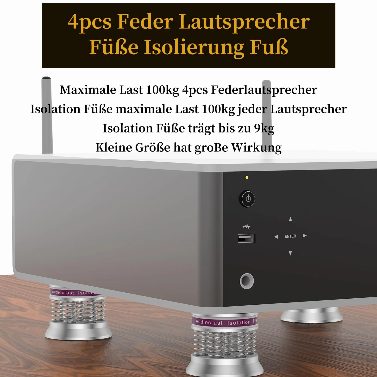 Amortiguador de altavoces 4 patas de absorción para cajas HiFi subwoofer