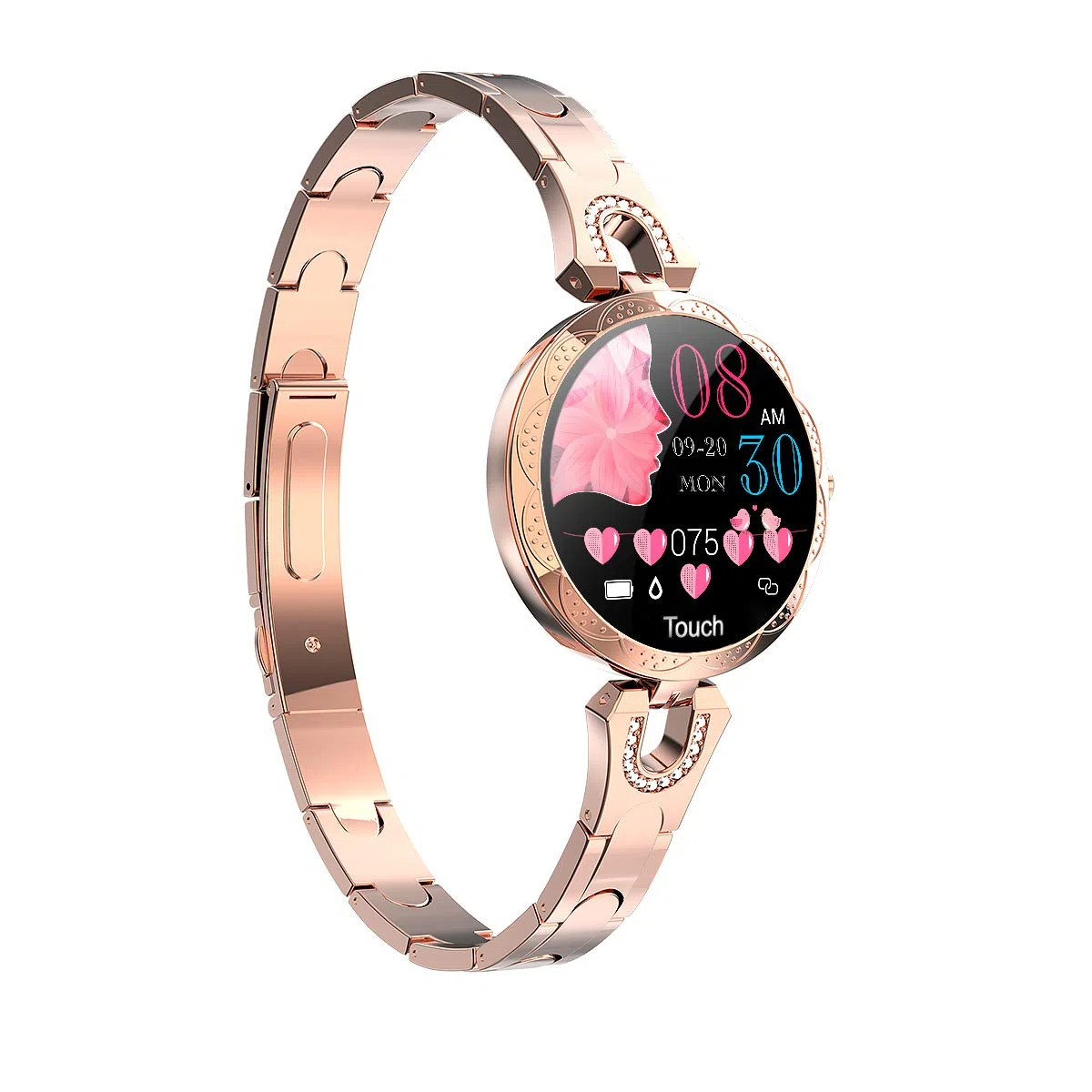 LONGLU Reloj Inteligente para Mujer, Bluetooth smartwatch Compatible con iOS Android iPhone Samsung Fitness Tracker con frecuencia cardíaca Presión Arterial Impermeable podómetro Sleep (Dorado)