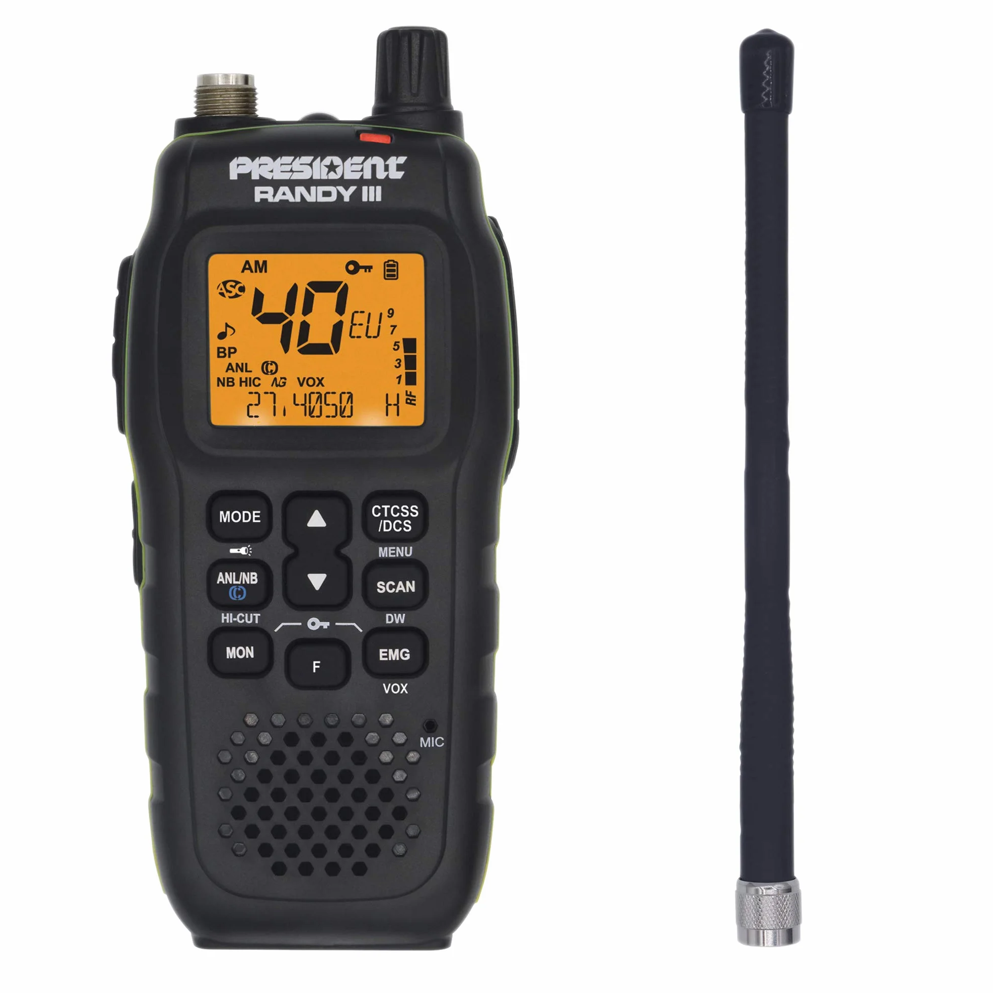 Président Randy-III Portatil Am/FM walkie CB 27 Bateria Litio 1800 mAh