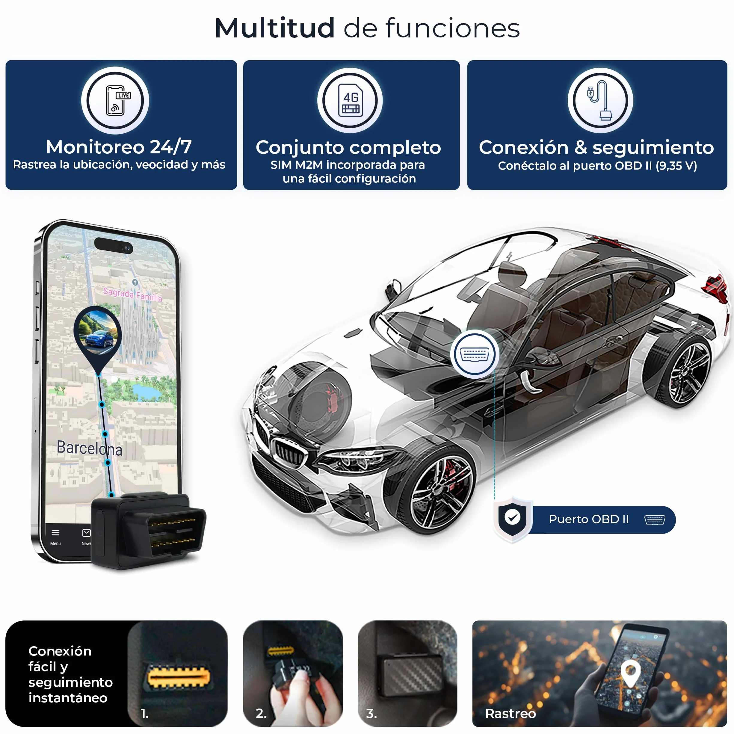 Salind 08 4G Localizador GPS con Conexión OBD para Coche Seguimiento en Tiempo Real