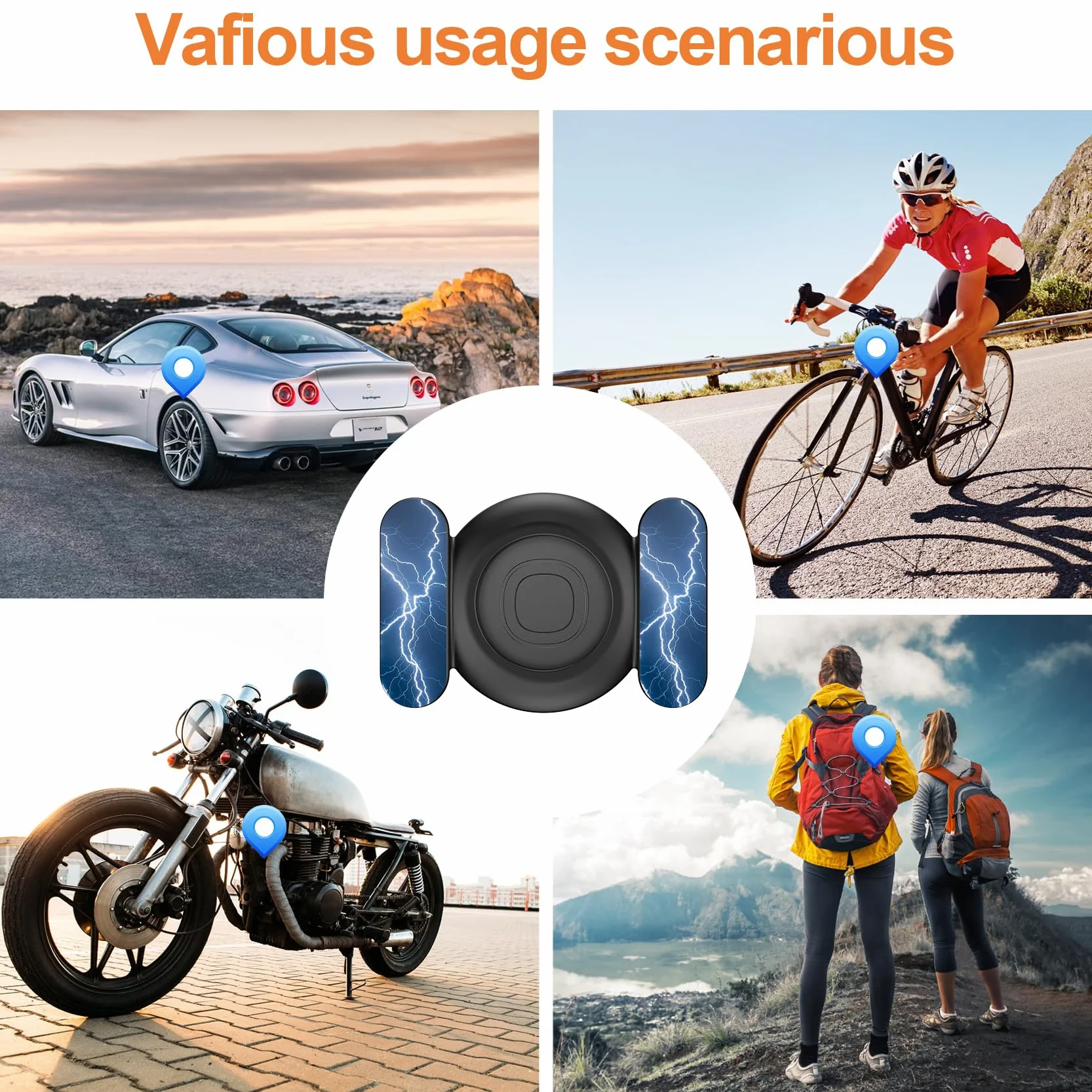 Localizador GPS para Coche sin Suscripción, Bluetooth Compatible con iOS y Android, Funda Protectora con Llavero y Silicona Magnética