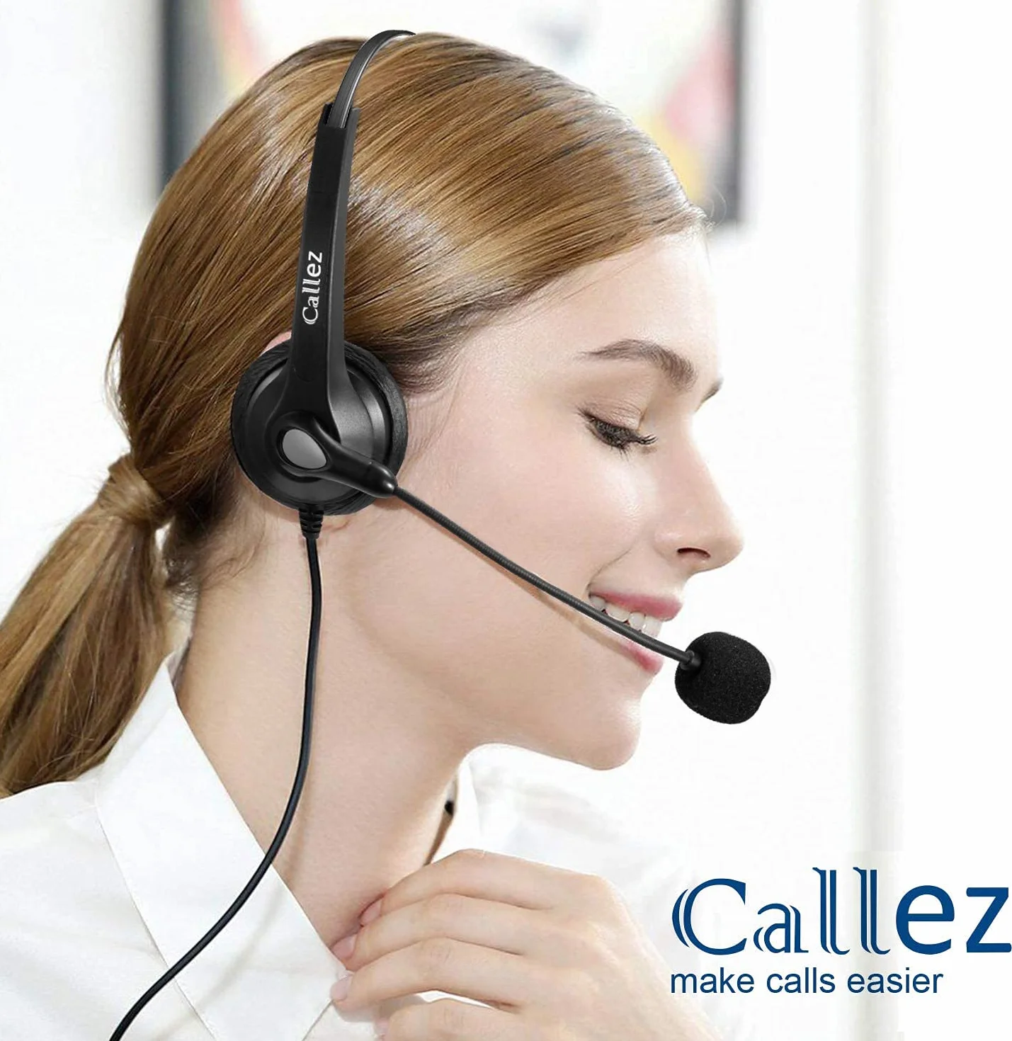 Auriculares Teléfono Fijo RJ9 Mono con Cancelación de Ruido para Grandstream GXP2130 2160 2170 1610 1625 1630 Yealink SIP-T41P T21P T23G T46 Snom D725 Avaya 1608