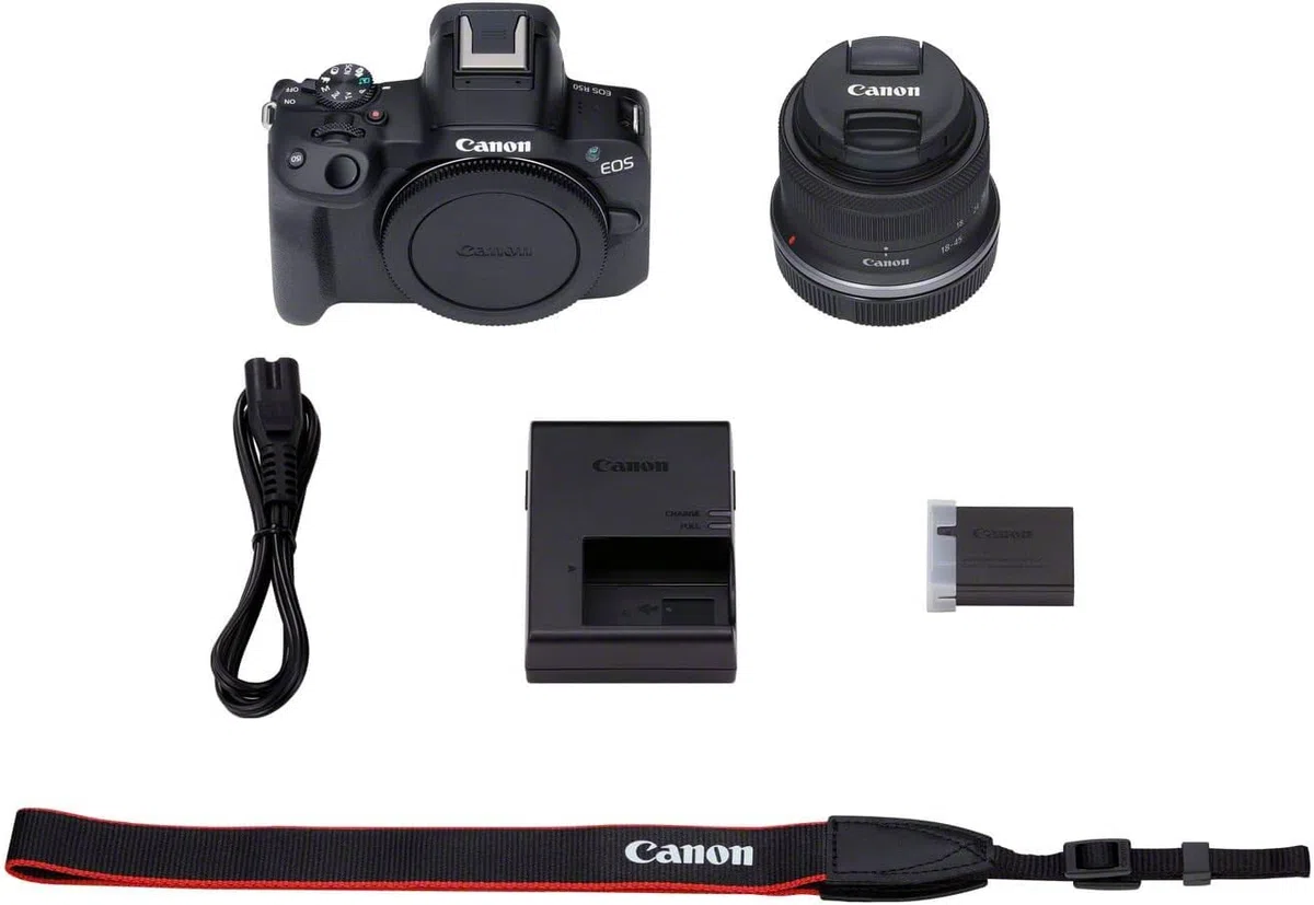 Negro + RF-S 18-45 mm F4.5-6.3 IS STM Lente Cámara sin Espejo para Creadores de Contenido en Movimiento, disparando imágenes fijas