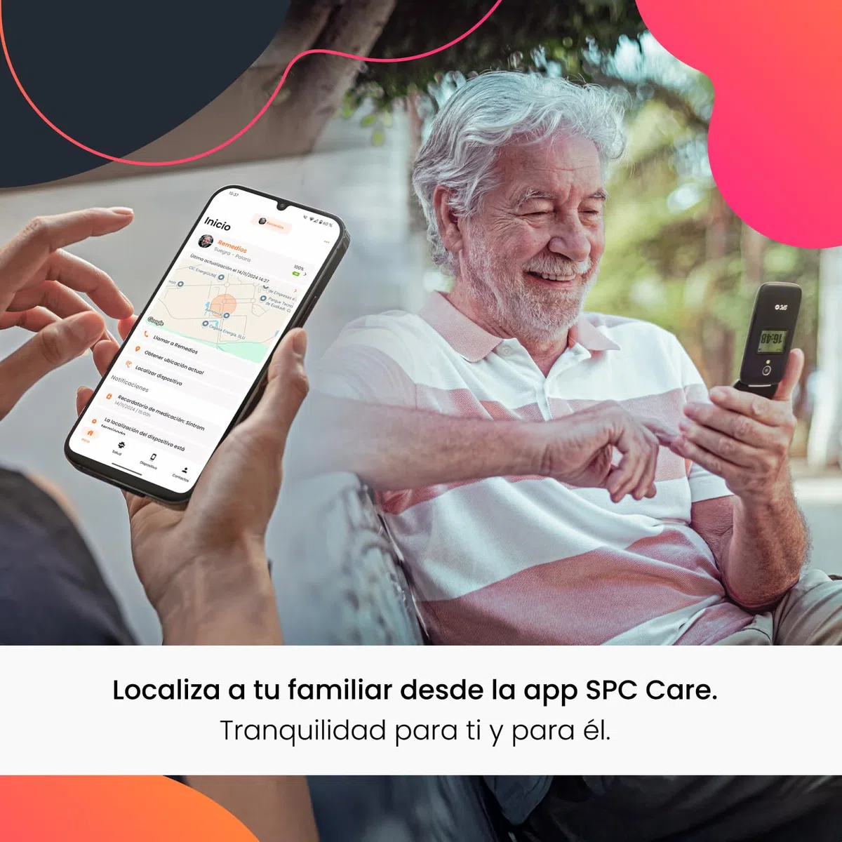 SPC Polaris - Teléfono 4G para Mayores con Teclas Grandes y botón SOS | Compatible con App gestión remota SPC Care (iOS & Android), localización GPS y alertas de Seguridad | Negro