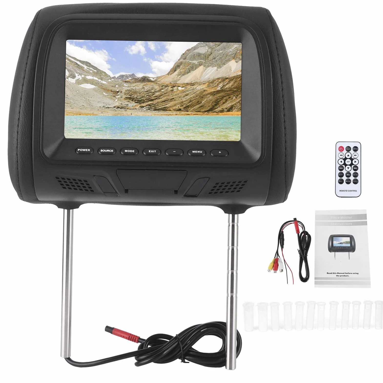 Reproductor de DVD para reposacabezas de Coche, Reproductor de vídeo para reposacabezas de Coche HD de 7in 1080P con Soporte para reposacabezas y Bluetooth, para niños, vídeo, Juegos