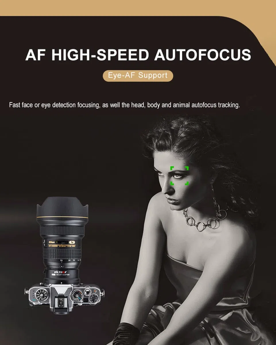 VILTROX Adaptador de lente NF-Z para lente NIkon F-mount a Z Mount Z50 Z6 Z7 II Cámara (enfoque automático, transmisión EXIF, soporte de estabilización de lente VR)