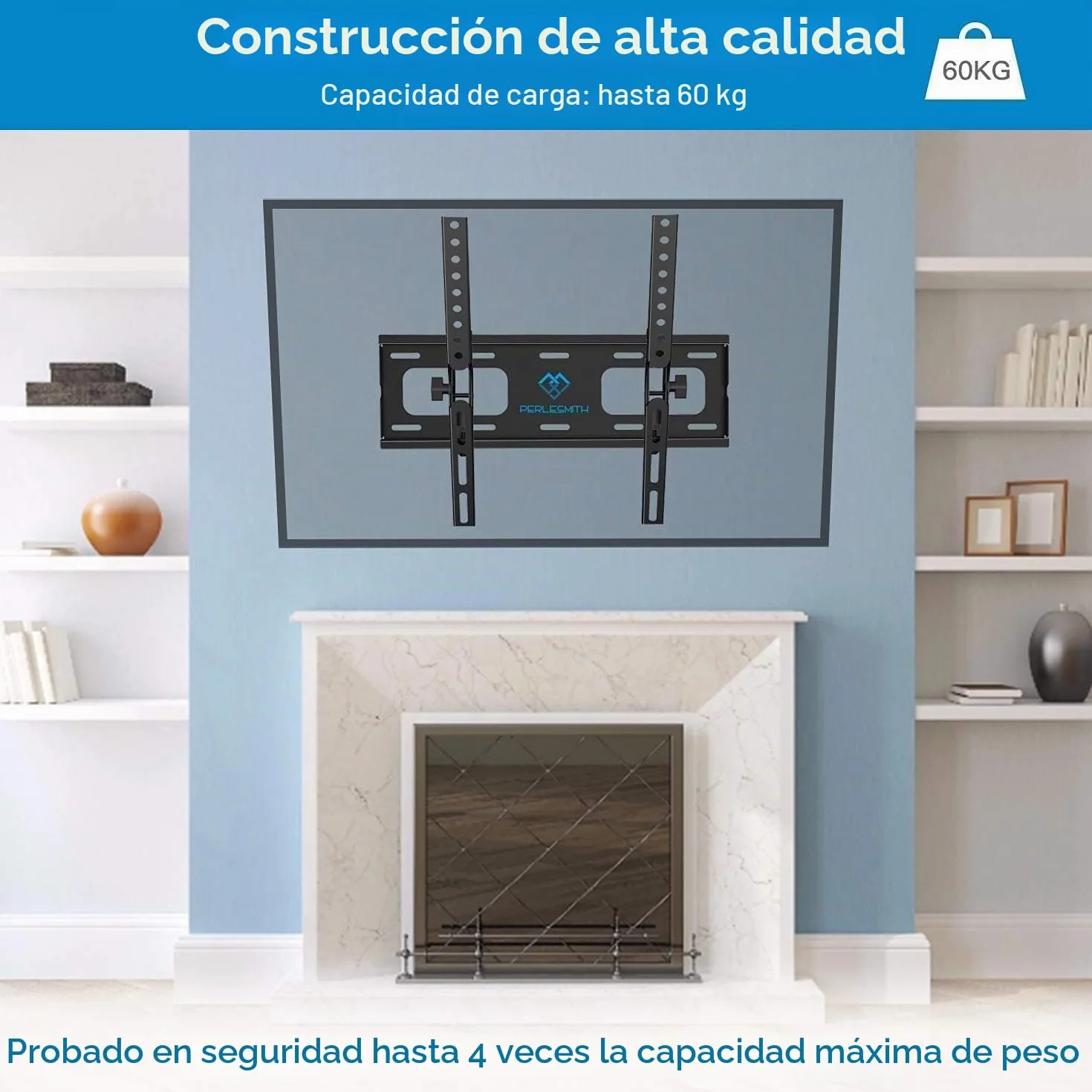 PERLESMITH Soporte TV Pared Inclinable 26-65 Pulgadas 60 kg VESA 400x400 mm