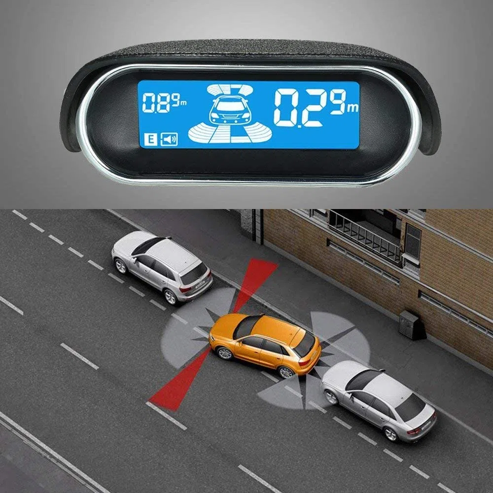 Sensor de aparcamiento para coche, KACEPAR Sistema de marcha atrás para vehículos, Kit de sensor de marcha atrás delantero y trasero, con pantalla LCD + sensores de aparcamiento