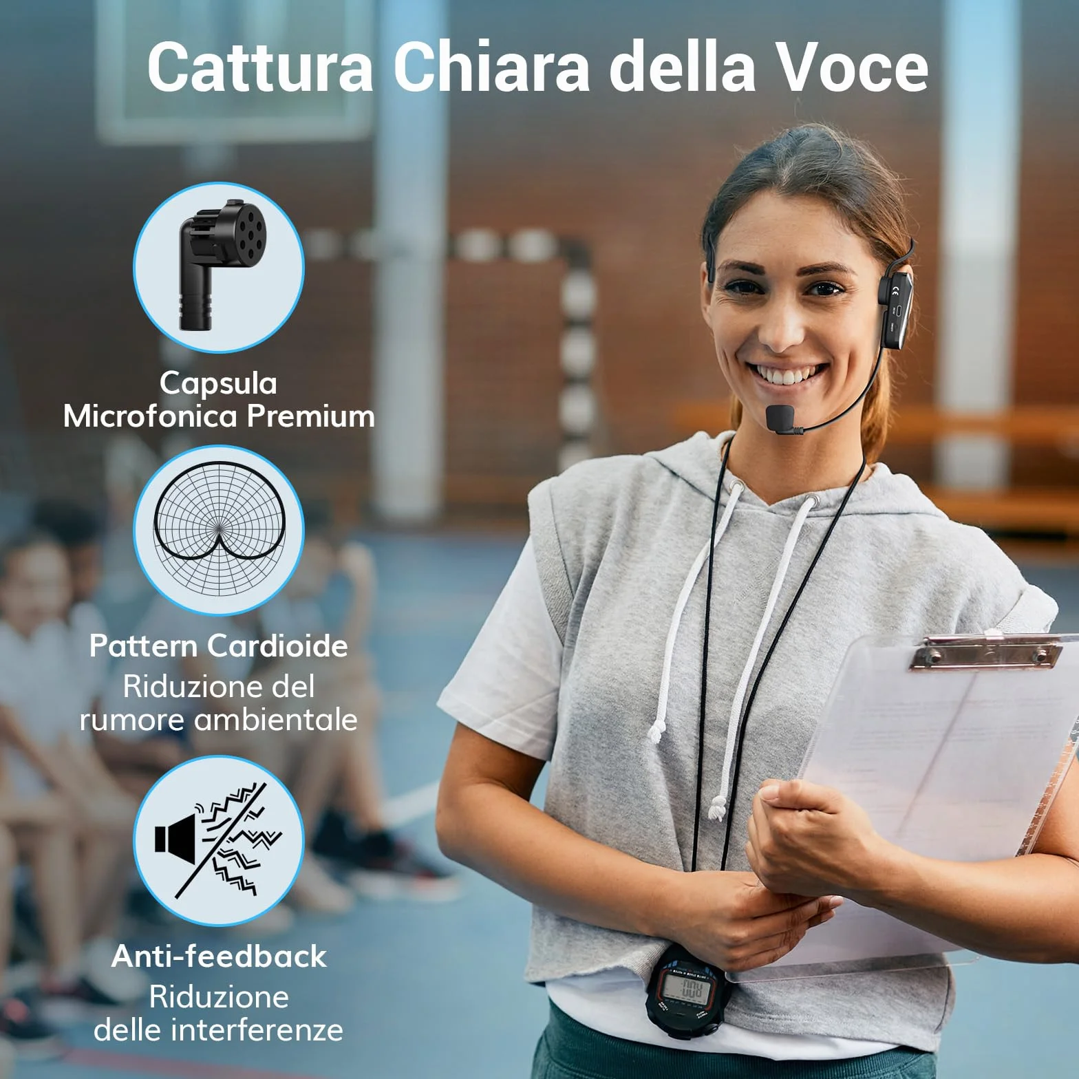 TONOR Microfono Inalambrico Diadema, UHF Wireless Micrófono de Mano y para la Cabeza 2 en 1, 20 Canales,6.5H Autonomia, Amplificador de Voz Portatil para Fitness/Conferencias/Guía Turístico/Profesores