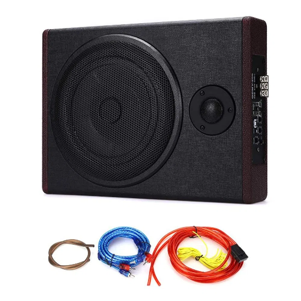 Shkalacar 600W Subwoofer para Coche 8 Pulgadas, Ultrafino Sistema de Subwoofer Amplificado de Alta Potencia con Tonos Altos, para Coche, camión, Caravana 12V