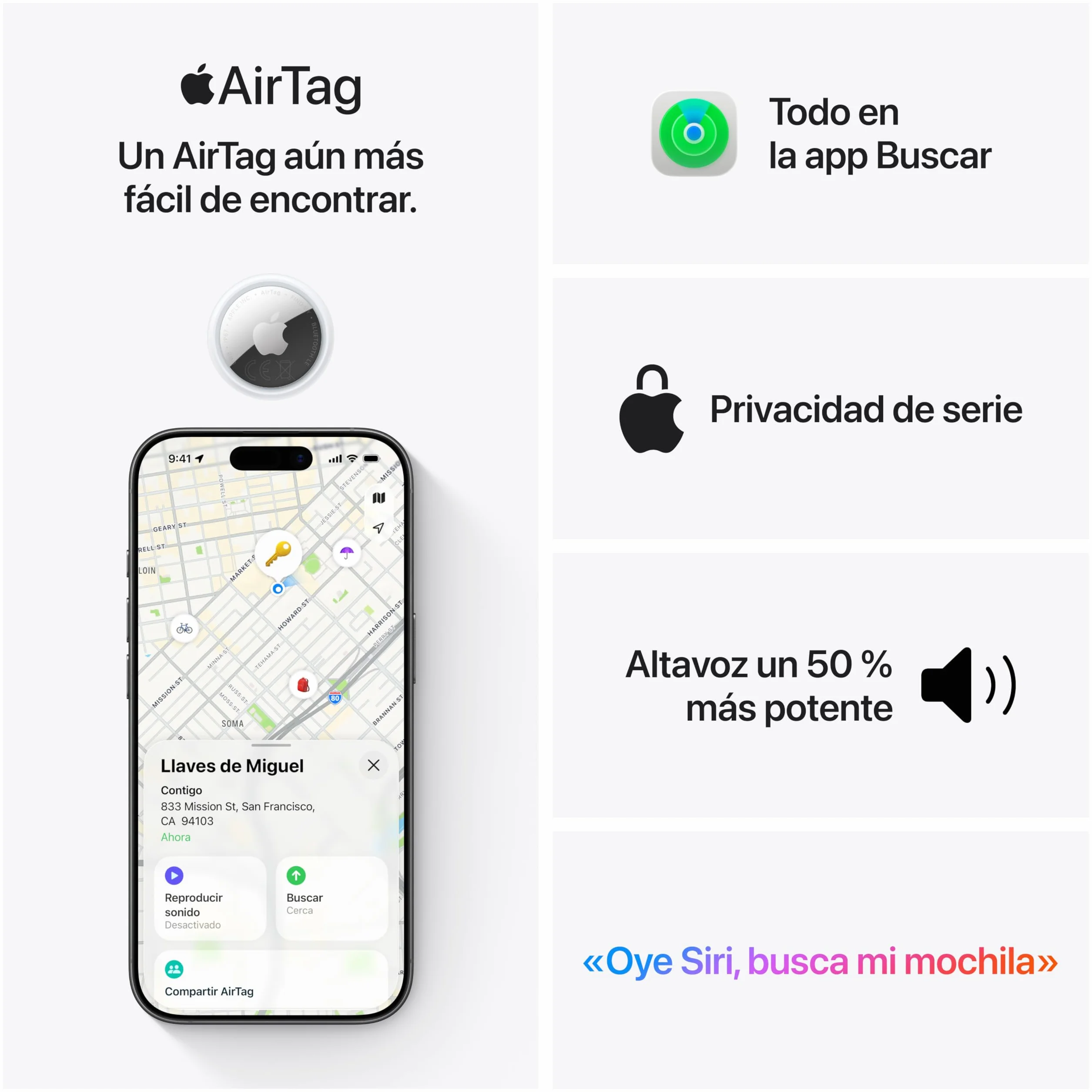 Apple AirTag (2.ª generación): Permite localizar Llaves, Carteras y más; función de localización con Sonido; hasta 1,5 Veces más Alcance en Búsqueda de Precisión