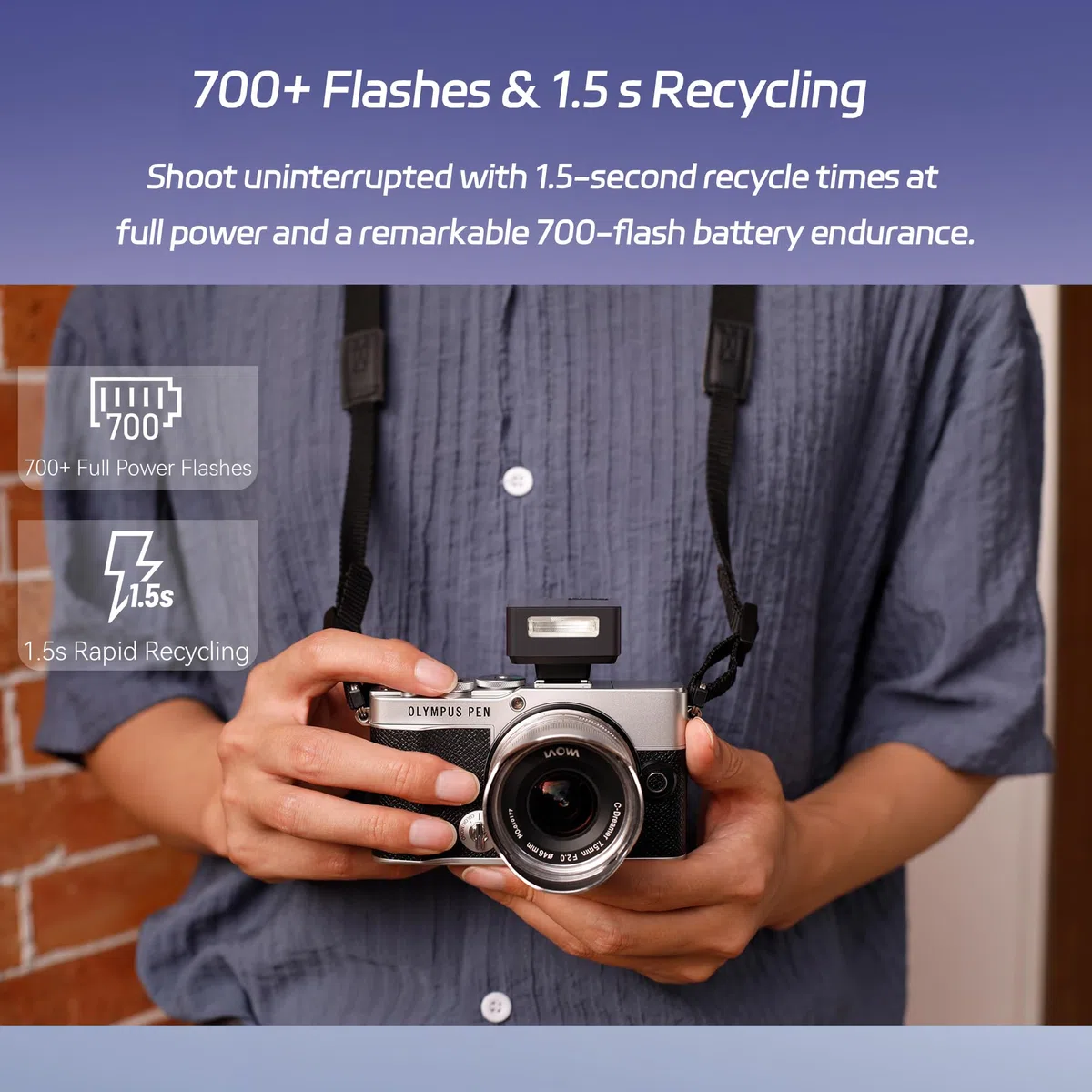 Godox iT20 F TTL - Flash de cámara Speedlight 700 tiempo de flash, 1.5s de tiempo de reciclaje con filtros magnéticos de color para cámaras Fuji (negro, F)