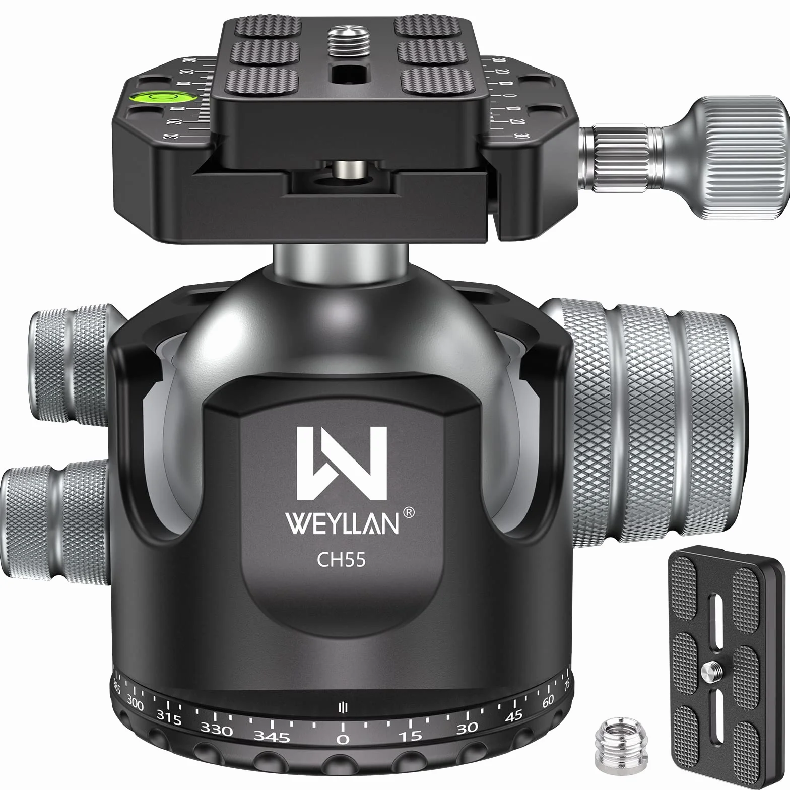WEYLLAN CH55 cabeça de Bola de tripé, 55mm cabeça de tripé de Metal | 55mm cabeça de tripé, com placa de desbloqueio rápido Arca Swiss, para tripé, DSLR, câmara de vídeo, cámara,carga máxima 40kg