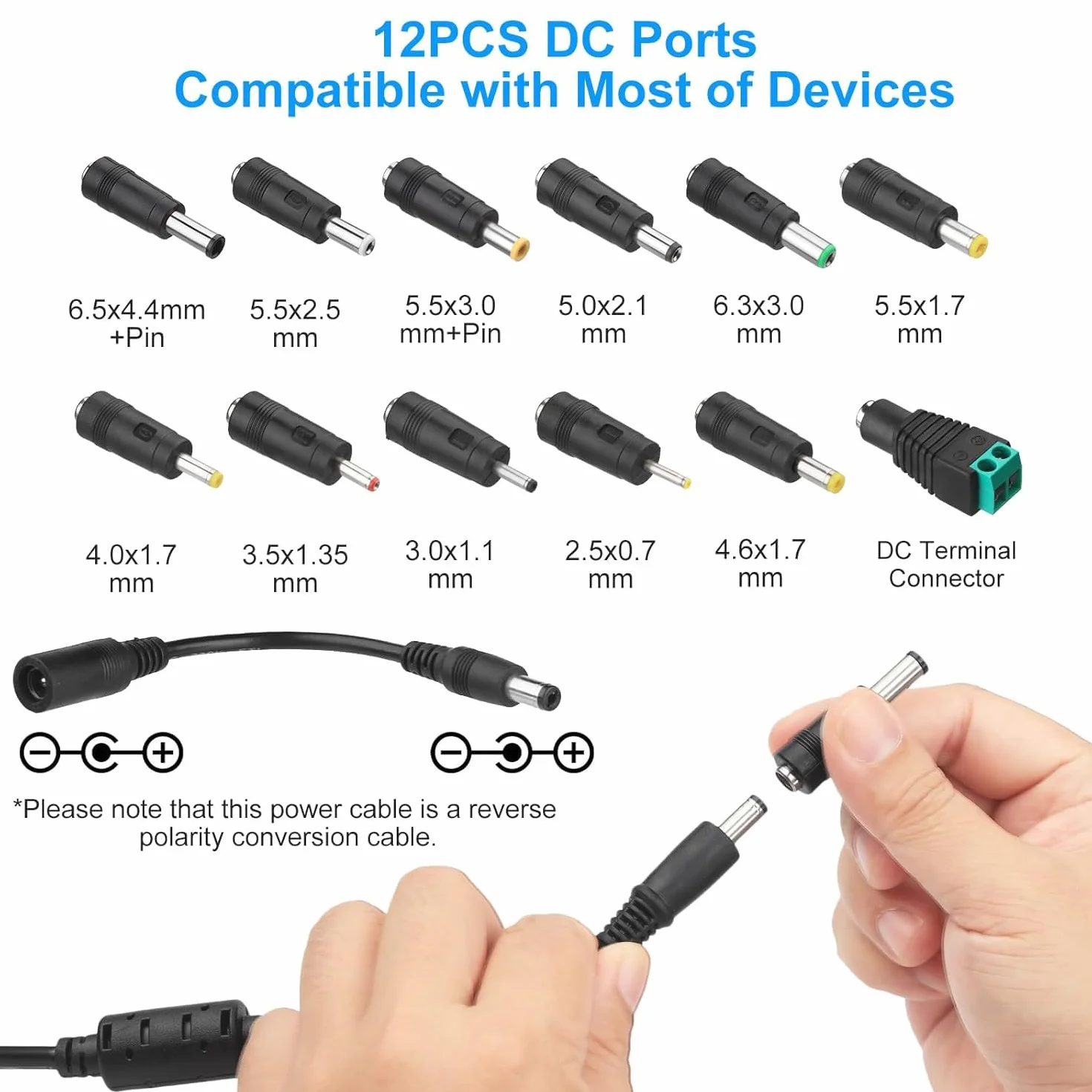 Adaptador Universal Ajustable de 100 V-240 V CA a CC 3 V-12 V 12 A, Adaptador de Corriente Ajustable con 14 Puntas y Cable de Polaridad