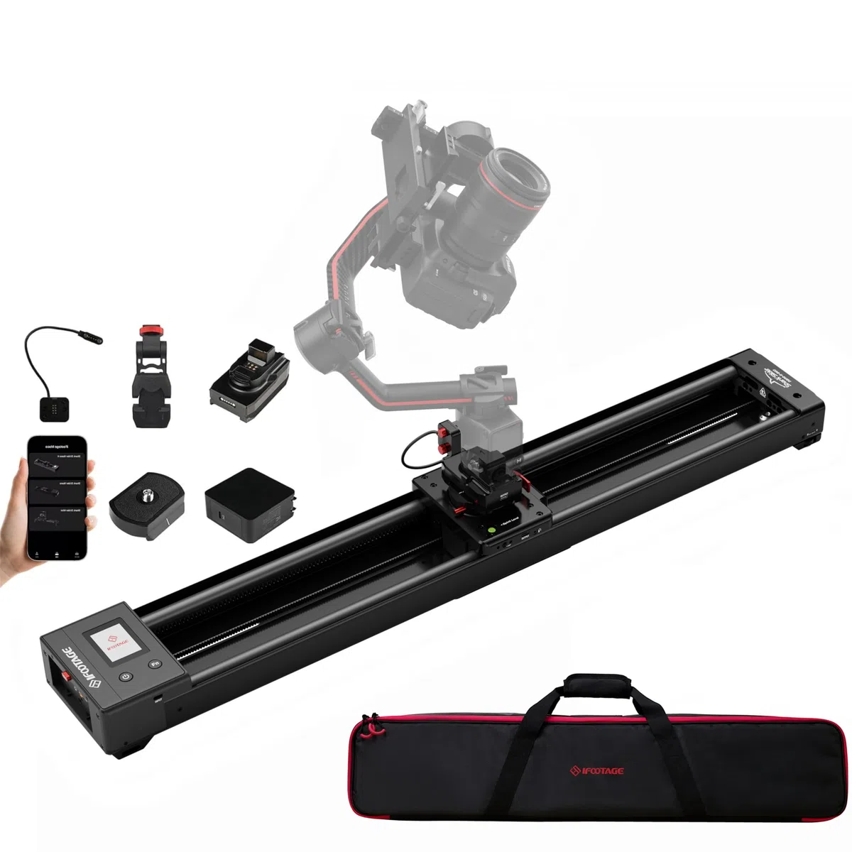 IFOOTAGE Shark Slider Nano II 860 Slider Motorizado para Cámara, 633mm de Recorrido, Rotación Pan 360°, Seguimiento de Objetivo IA, 6 Modos de Grabación, Pantalla Táctil, Compatible con Gimbal dji