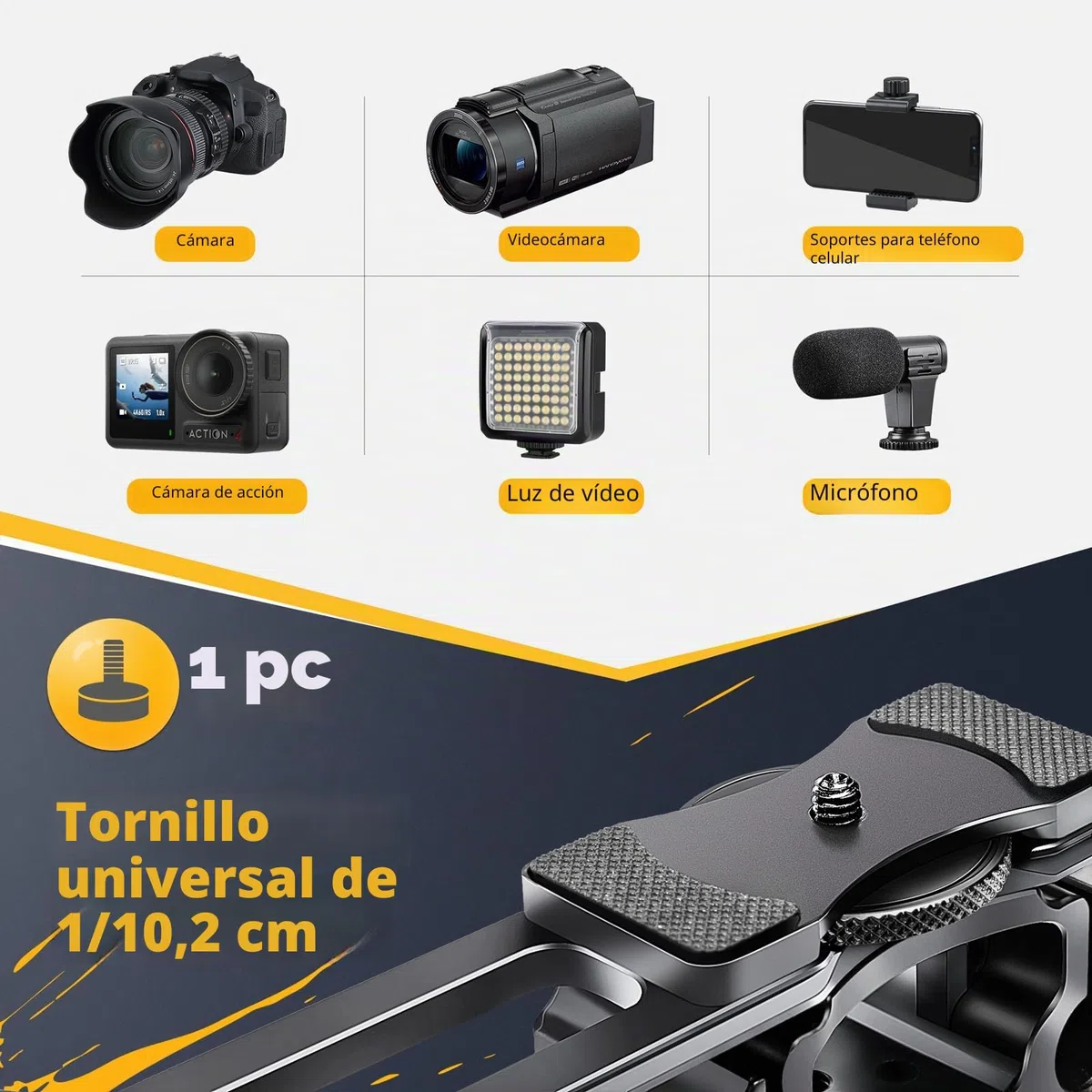 Zeadio Jaula de rig para cámara de Video, Kit de realización de películas con Mango Superior y Base Tipo Arca & Guía de Barra, Compatible con Todas Las cámaras y cámaras SLR Digitales