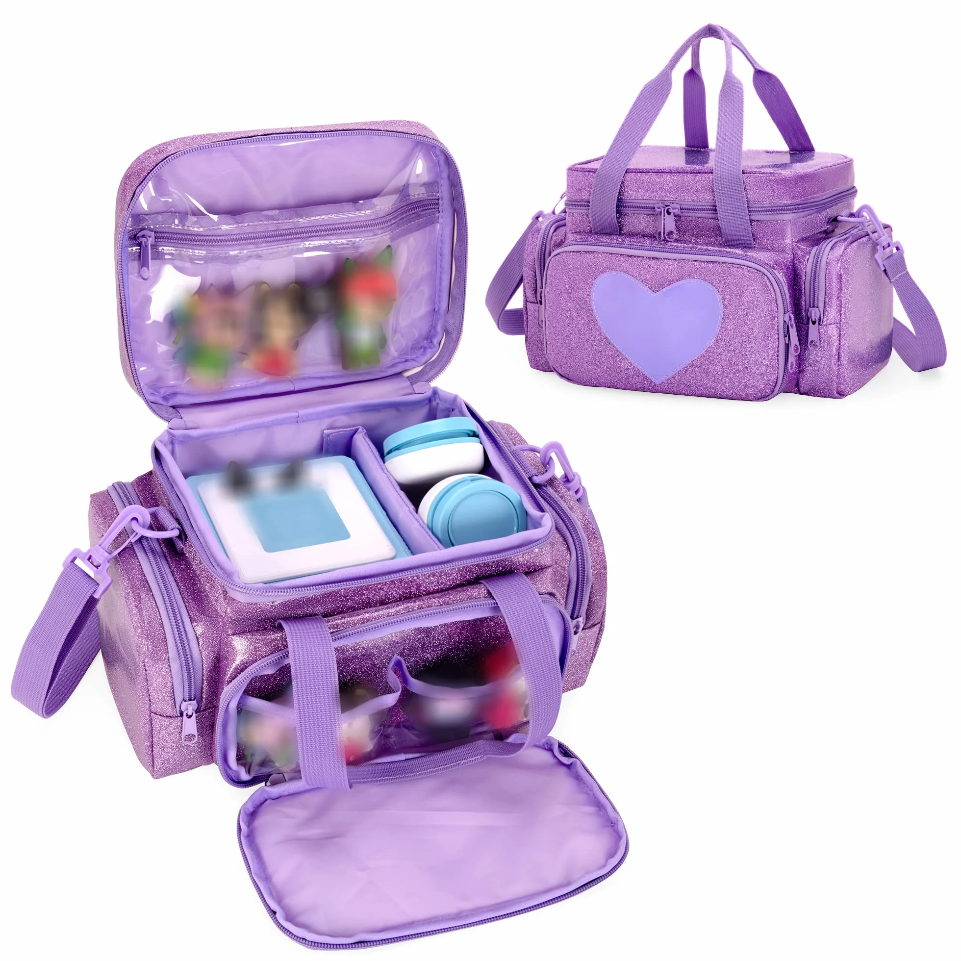 LoDrid Estuche de Transporte Compatible con Tonie 2/1, Bolsa de Almacenamiento para Juego de Reproductor de Audio y Accesorios con asa y Correa para el Hombro, púrpura (diseño Patentado)