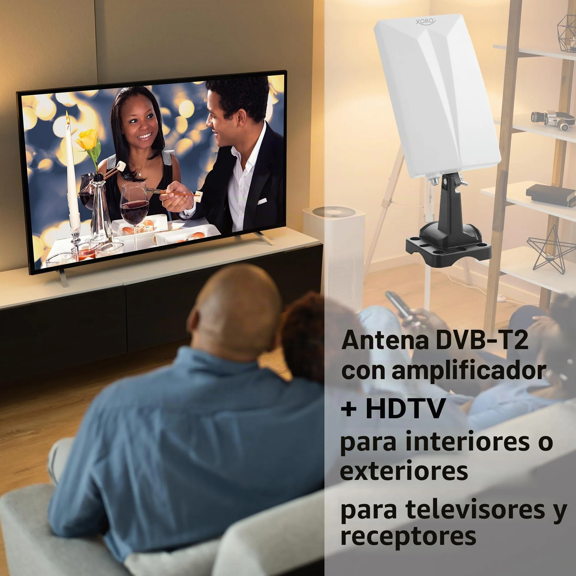 Xoro Han 600 DVB-T Patch Cable T2 Antena activa con filtro Kombo con amplificador incorporado (reducción de ruido LTE, 3,5 m, interior y exterior) blanco
