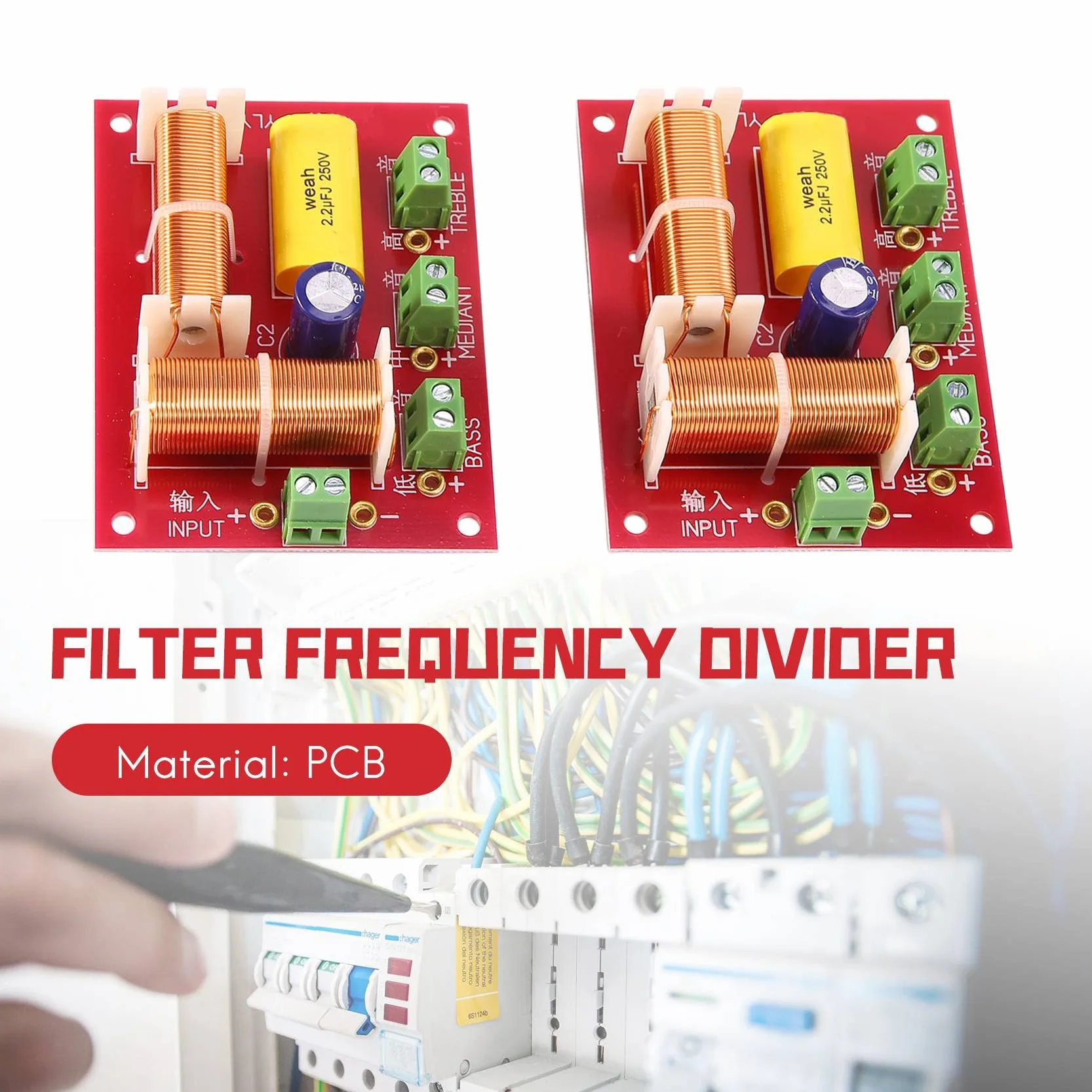 Altavoz Crossover 200 W 3 Vías Filtro de Frecuencia Divisor