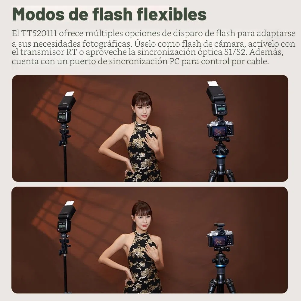 GODOX TT520 III - Flash de cámara universal Speedlite, con disparador inalámbrico GN33 433 MHz, receptor inalámbrico, modos S1/S2, 8 niveles de potencia, compatible con cámaras Canon, Nikon, Pentax