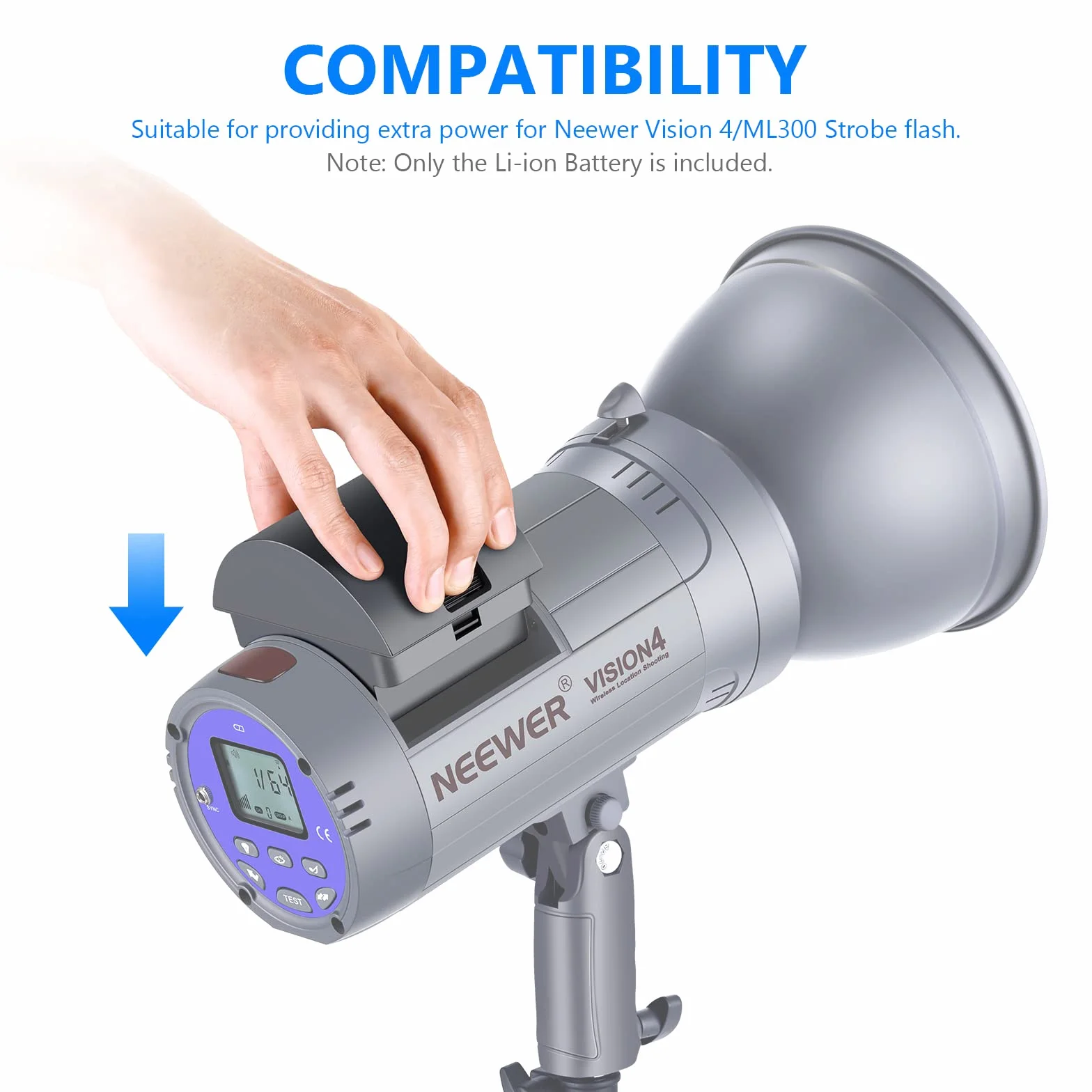 Neewer Batería Li-Ion Batería de Repuesto Recargable de Alta Capacidad para Flash Q300, Vision 4, ML300 Flash Strobe para Estudio al Aire Libre