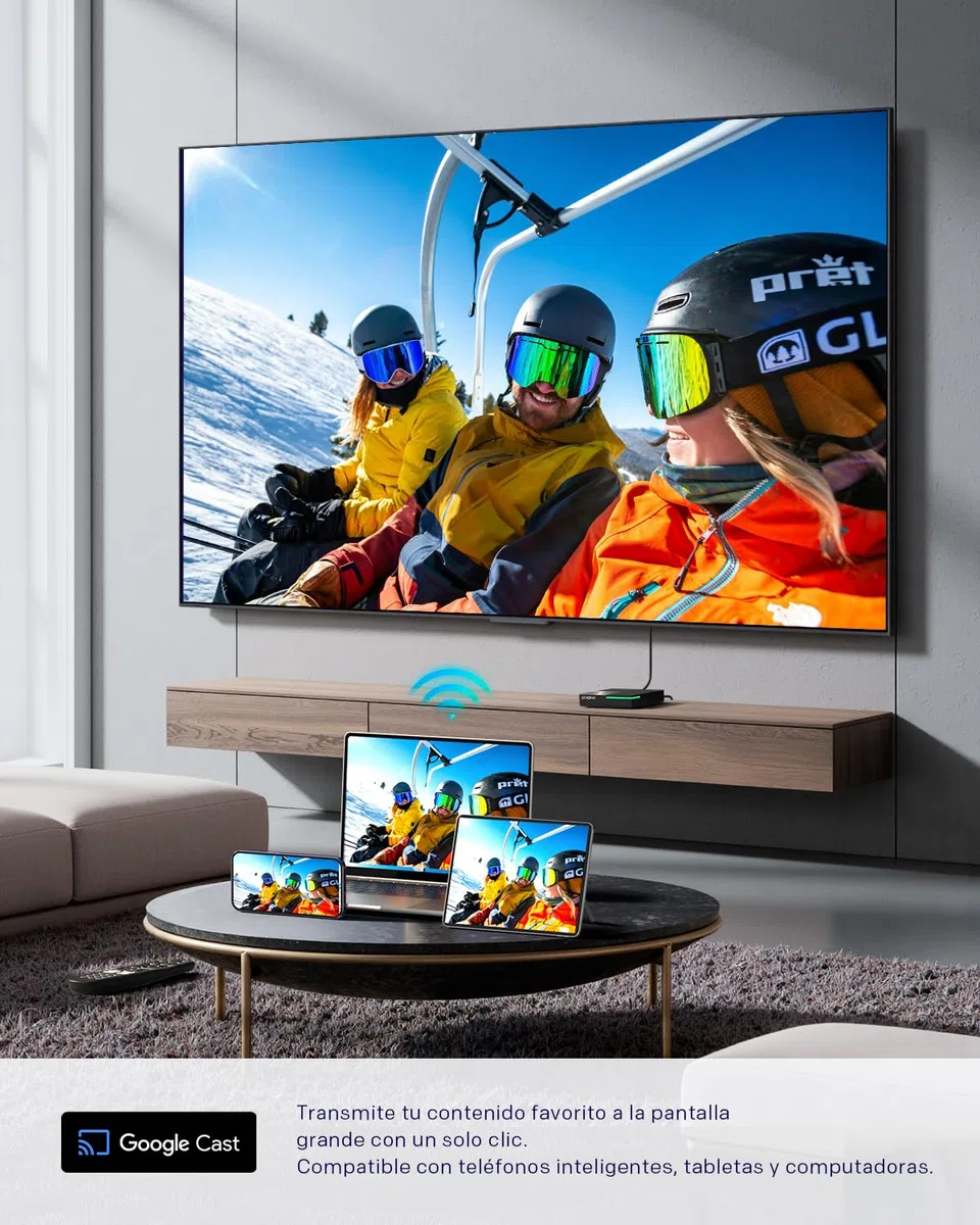 Strong Leap-S3 Pro TV Streaming Box 4K UHD Google TV con Puerto Ethernet, Android 12, 4GB RAM + 32GB Almacenamiento, Wi-Fi 6, Chromecast Integrado, Control por Voz Google, Dolby Audio Y Dolby Vision