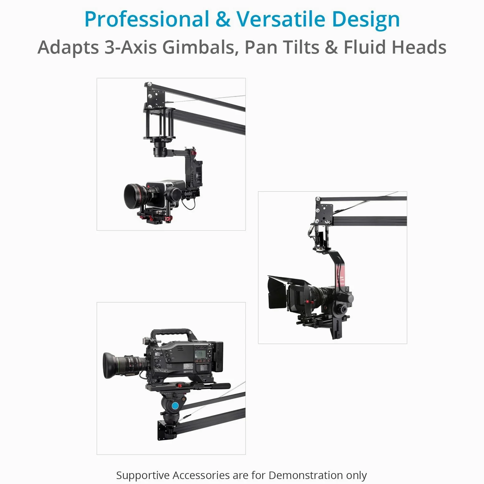 Grúa para cámara PROAIM de 3,6 m con Soporte para cardanes, Sistema de Giro e inclinación y Cabezal Fluido. para cámaras DSLR de hasta 8 kg (17,6 LB) (P-12-JS)