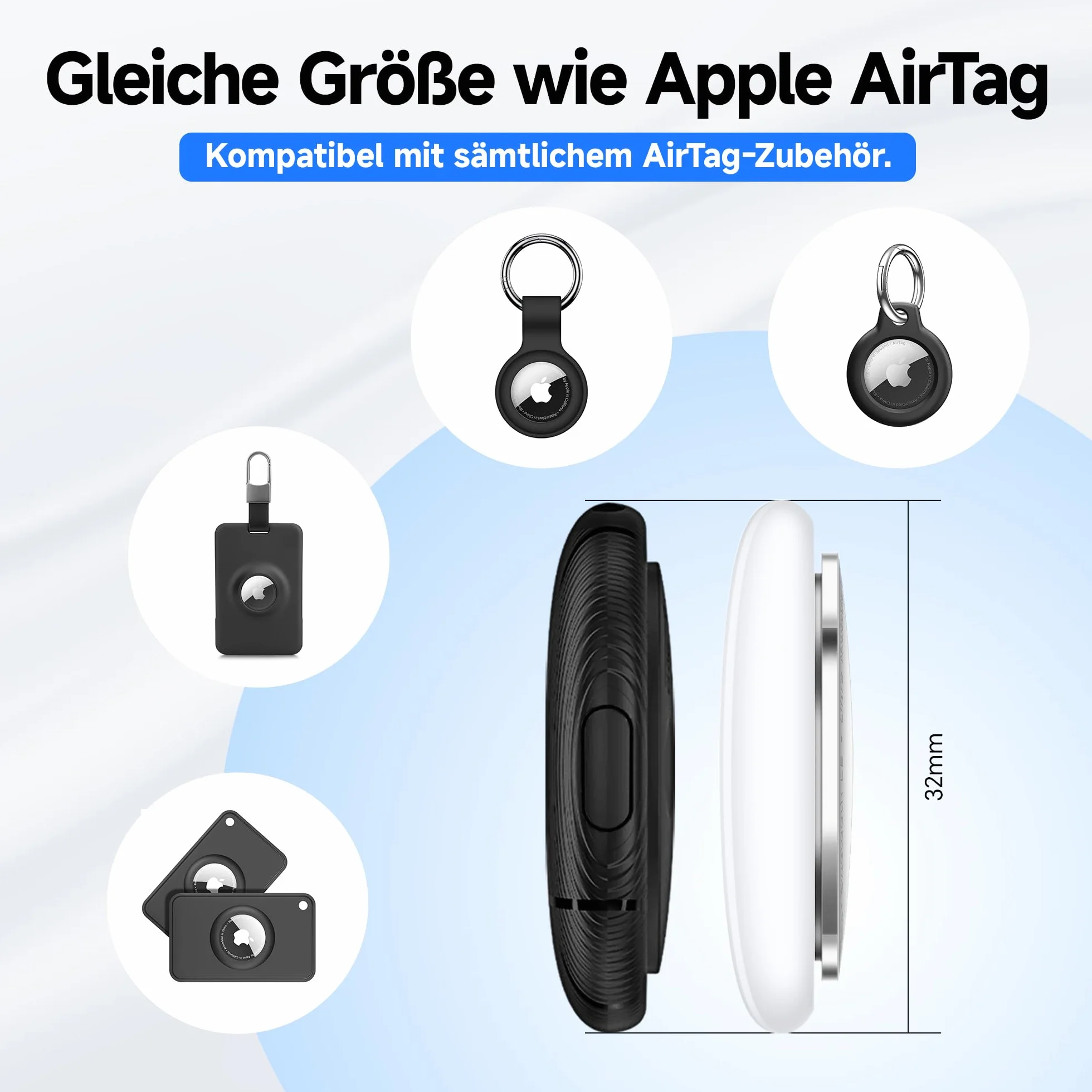 MiLi LiTag Duo - Smart Tag para iOS y Android, Compatible con Apple Buscar y Google Localizador, Bluetooth Key Finder para Equipaje/Bolsos/maletín/Cartera