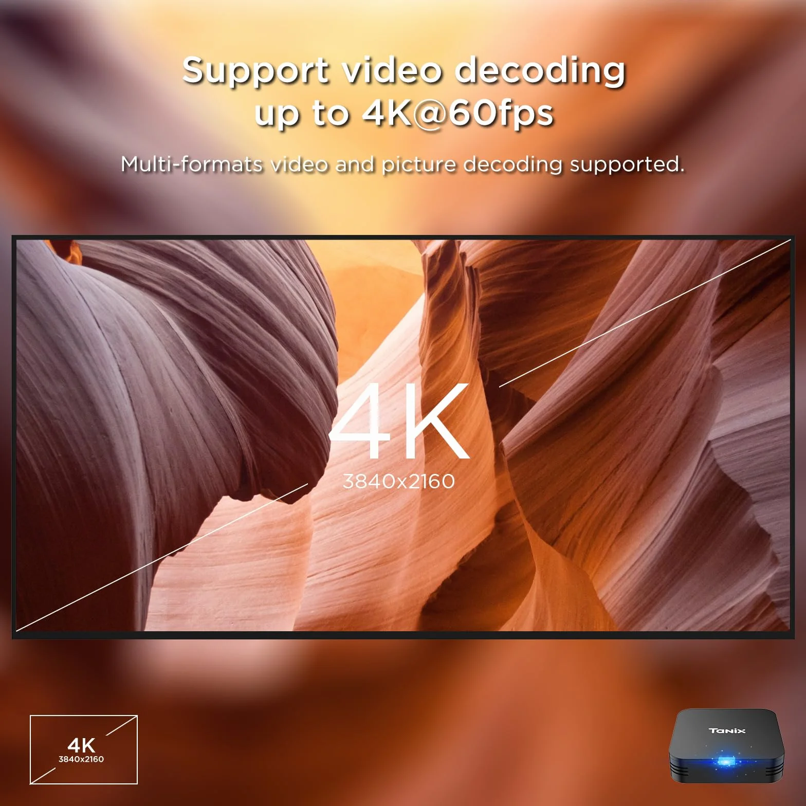 Android TV Box 10.0, 2GB RAM 16GB ROM, Allwinner H313 Quad-Core Arm Cortex A53, 4K HD